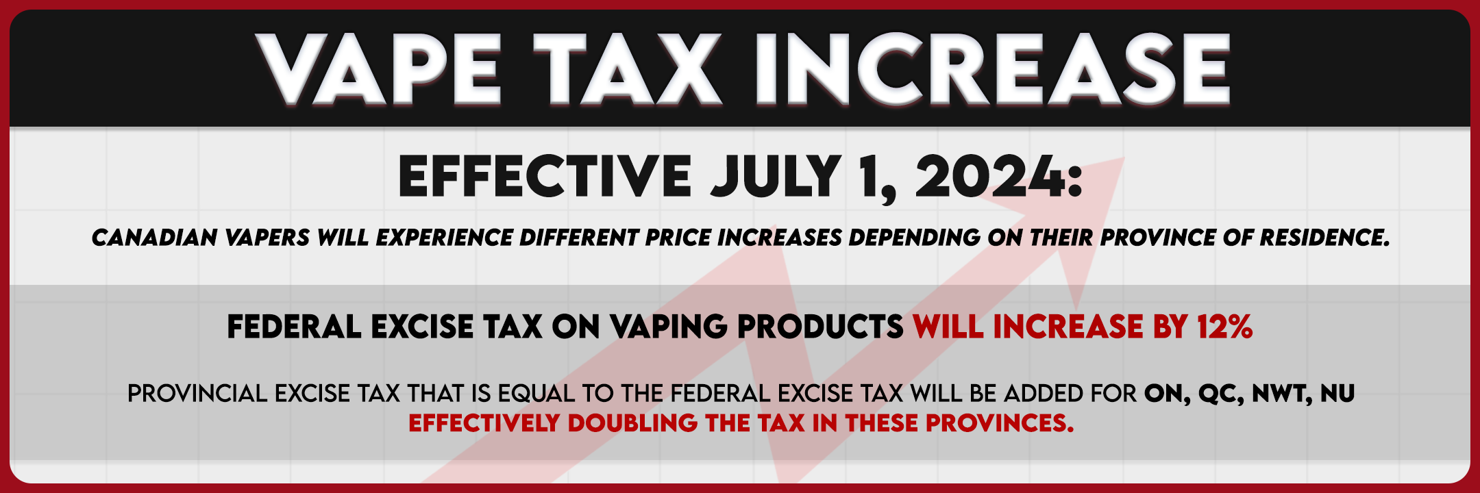 Upcoming Changes to Canada Excise Tax on Vape Products Upcoming Changes to Canada Excise Tax on Vape Products