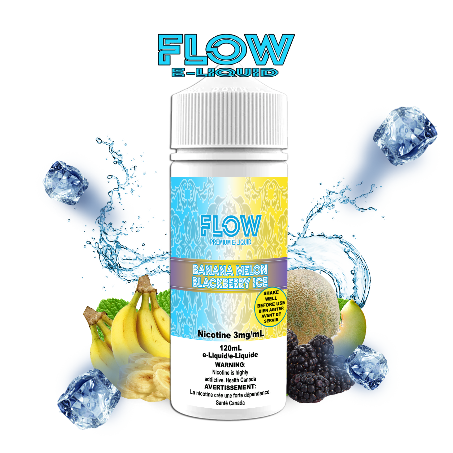 CUSTOM FLOW E-LIQUID - BANANA MELON BLACKBERRY ICE
