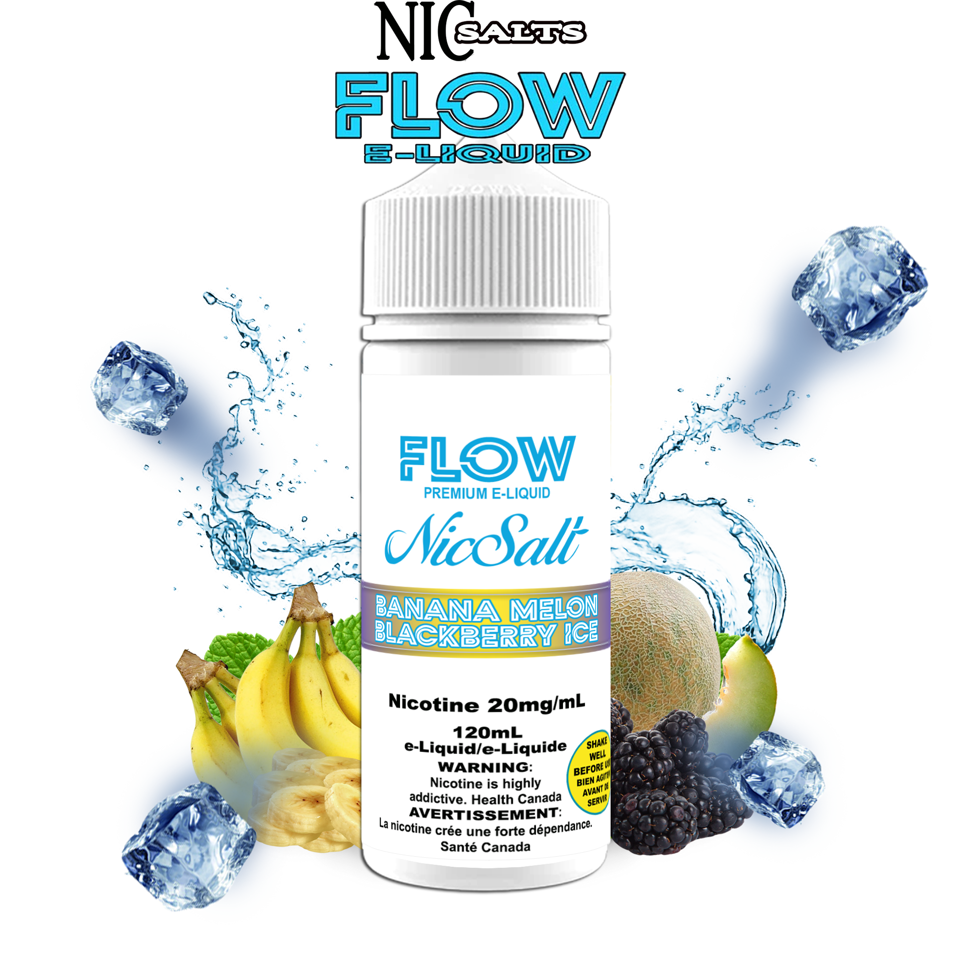 CUSTOM FLOW E-LIQUID SALT - BANANA MELON BLACKBERRY ICE