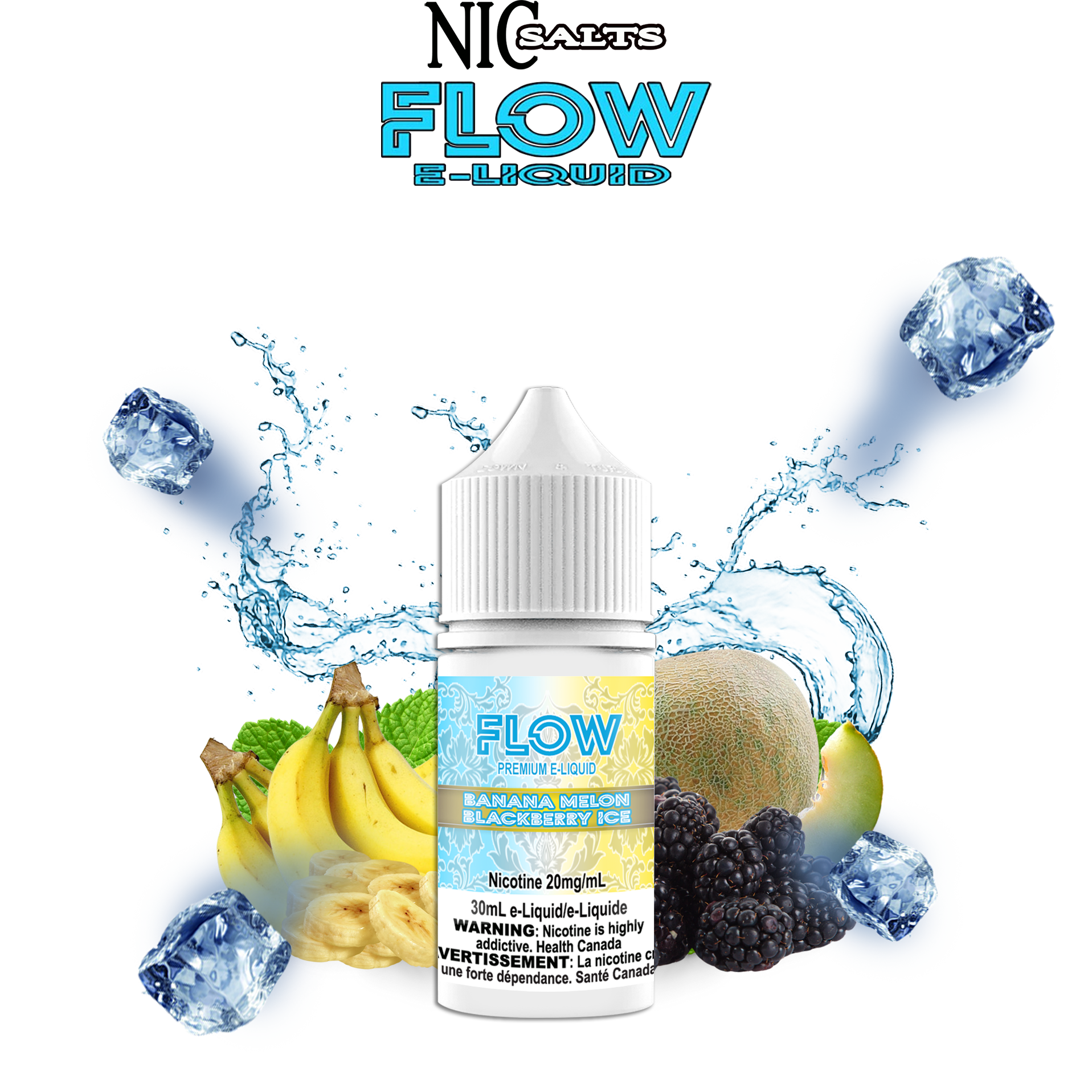 FLOW E-LIQUID SALT - BANANA MELON BLACKBERRY ICE 30ML