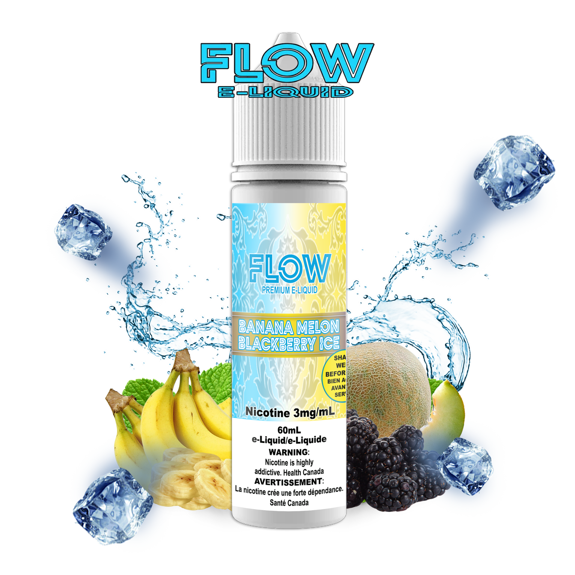 CUSTOM FLOW E-LIQUID - BANANA MELON BLACKBERRY ICE
