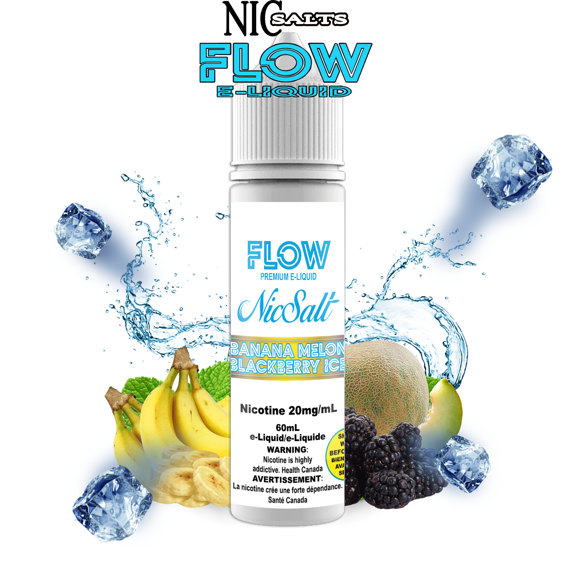FLOW E-LIQUID SALT - BANANA MELON BLACKBERRY ICE 60ML