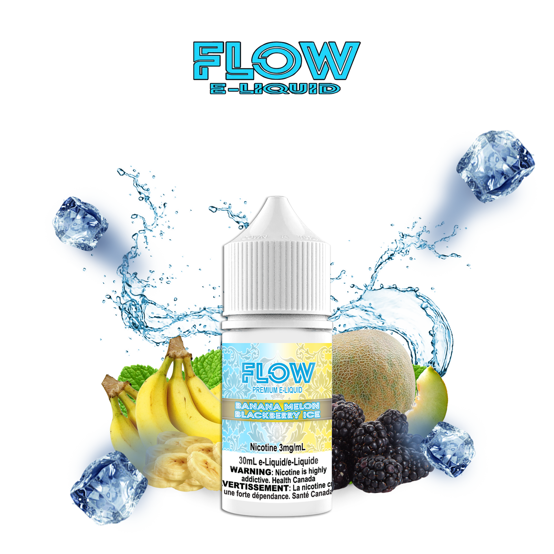 CUSTOM FLOW E-LIQUID - BANANA MELON BLACKBERRY ICE