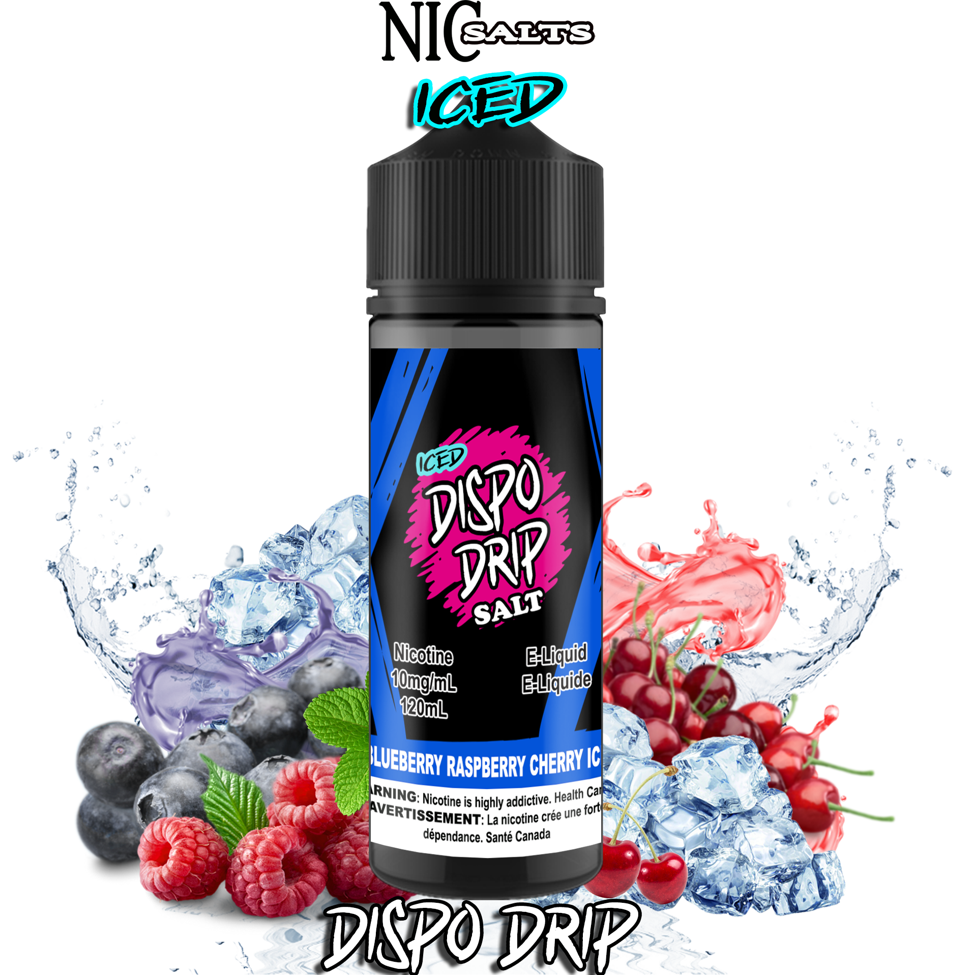 CUSTOM DISPO DRIP SALT - BLUEBERRY RASPBERRY CHERRY ICE