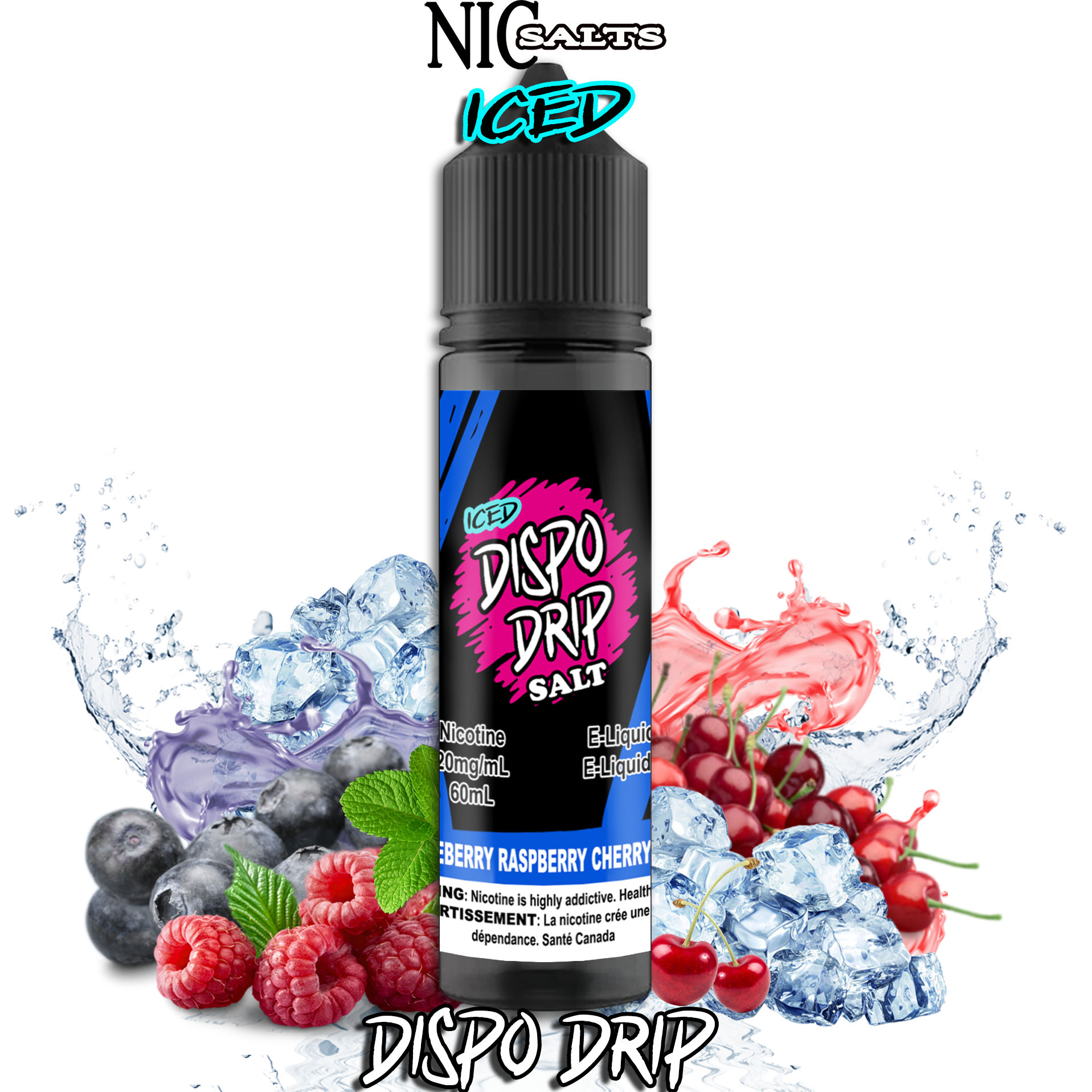 CUSTOM DISPO DRIP SALT - BLUEBERRY RASPBERRY CHERRY ICE