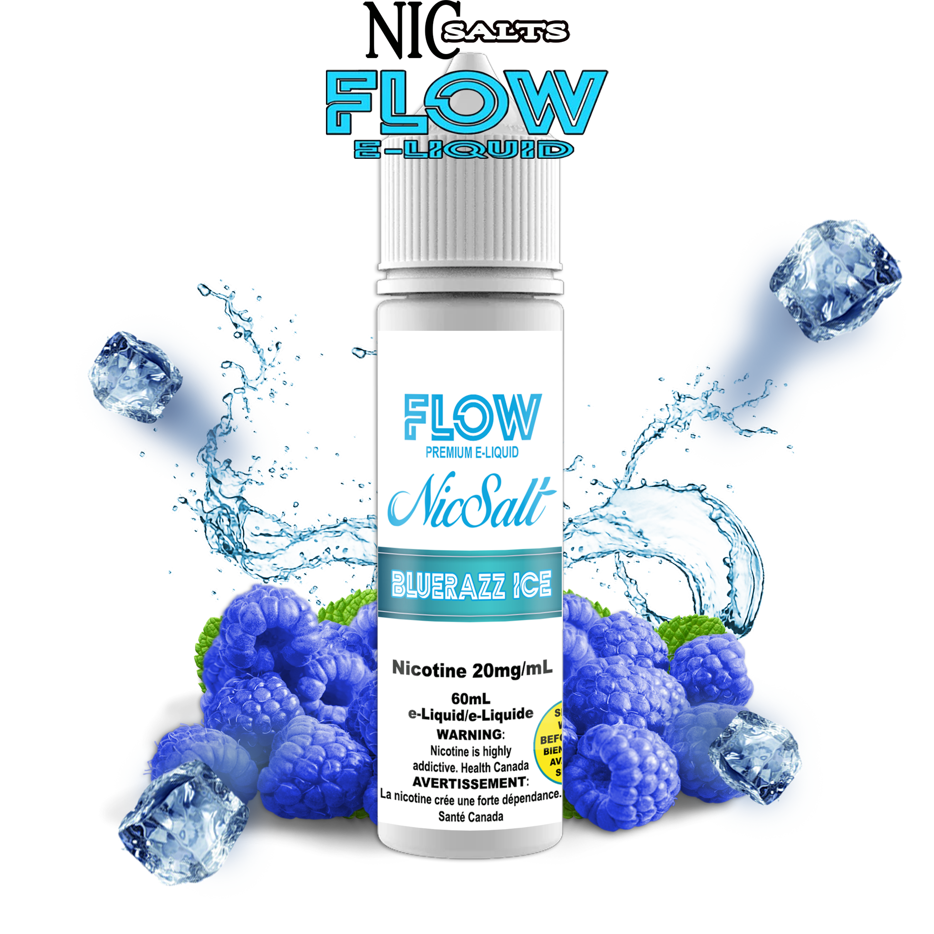 FLOW E-LIQUID SALT - BLUERAZZ ICE 60ML