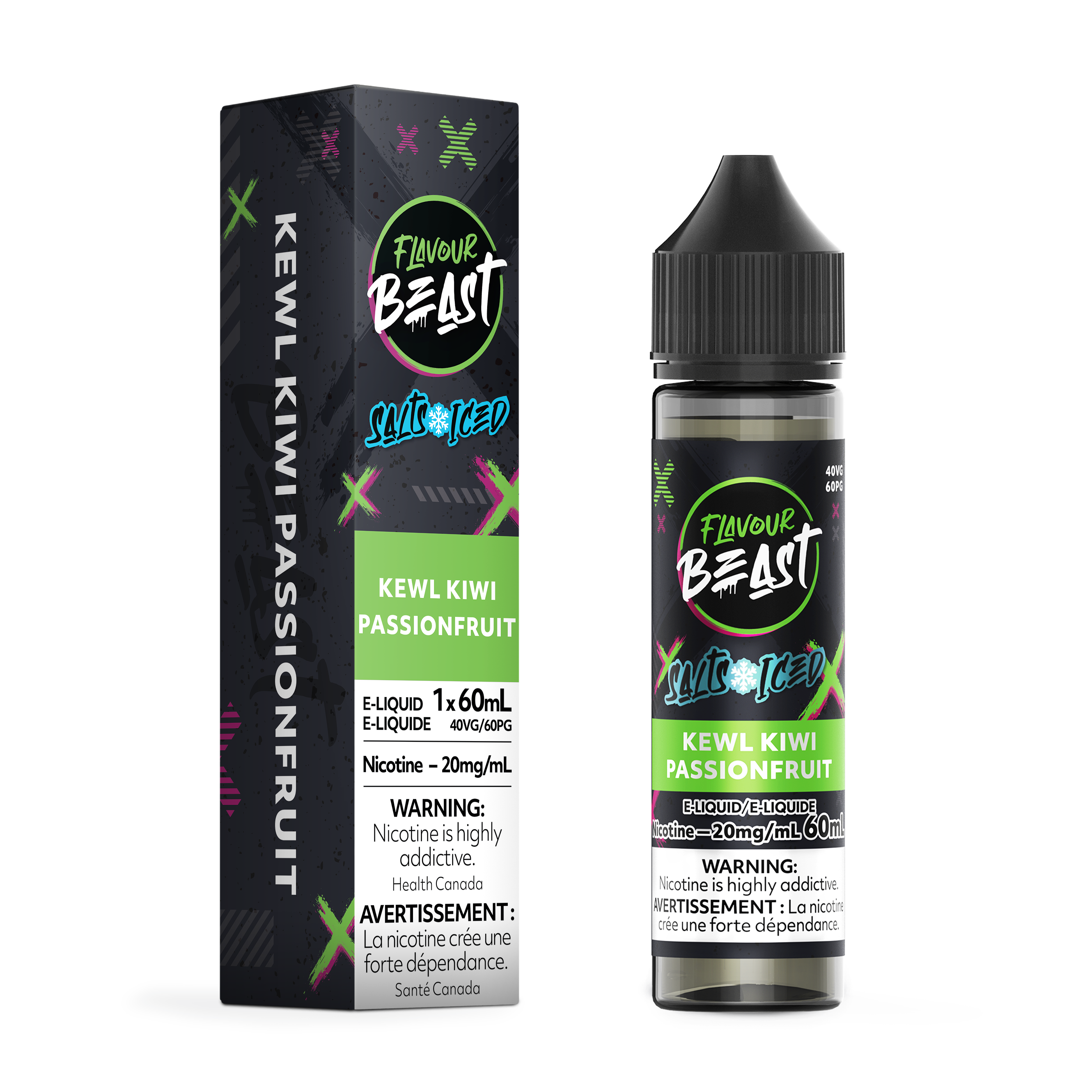 FLAVOUR BEAST SALT - KEWL KIWI PASSIONFRUIT ICED 60ML