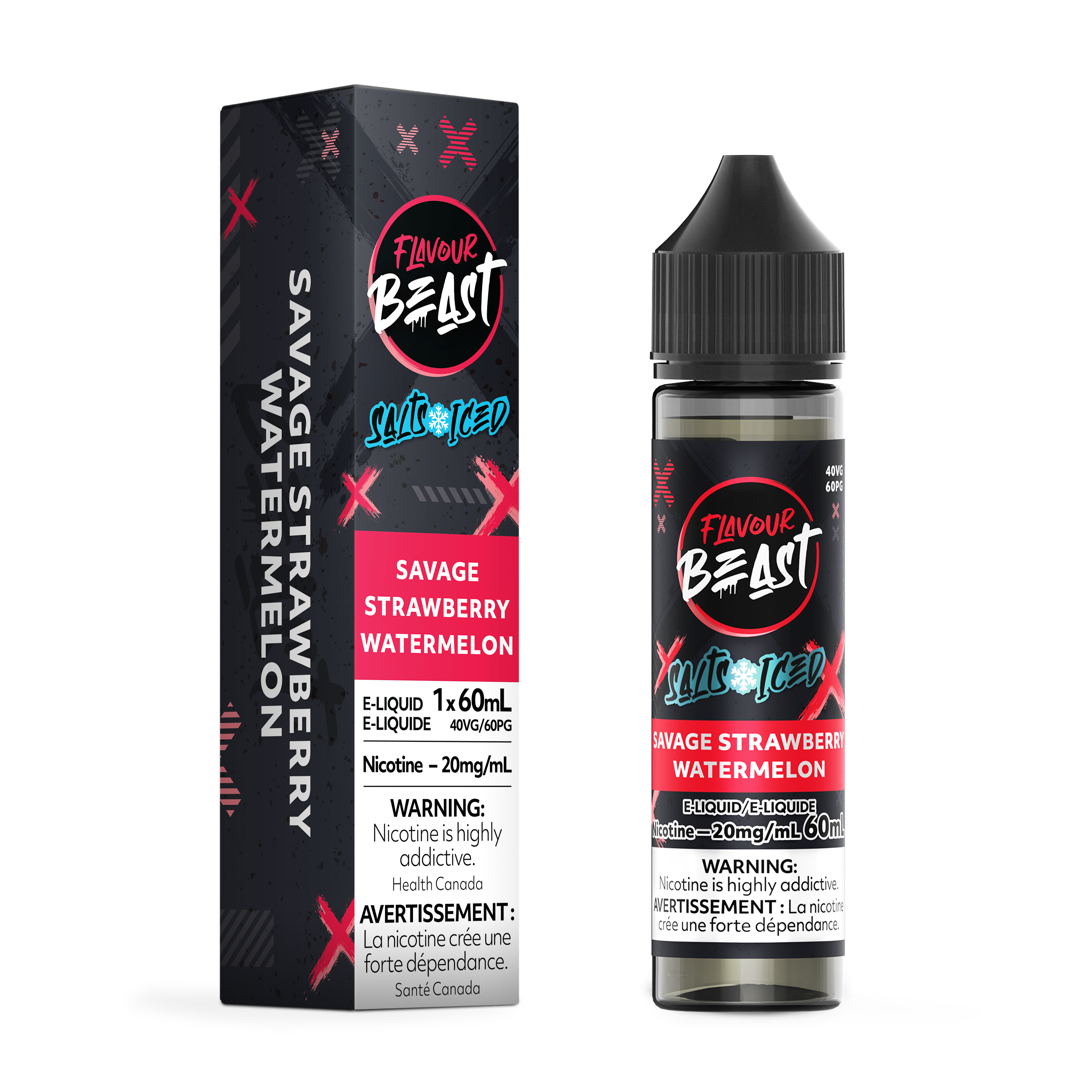 FLAVOUR BEAST SALT - SAVAGE STRAWBERRY WATERMELON ICED 60ML