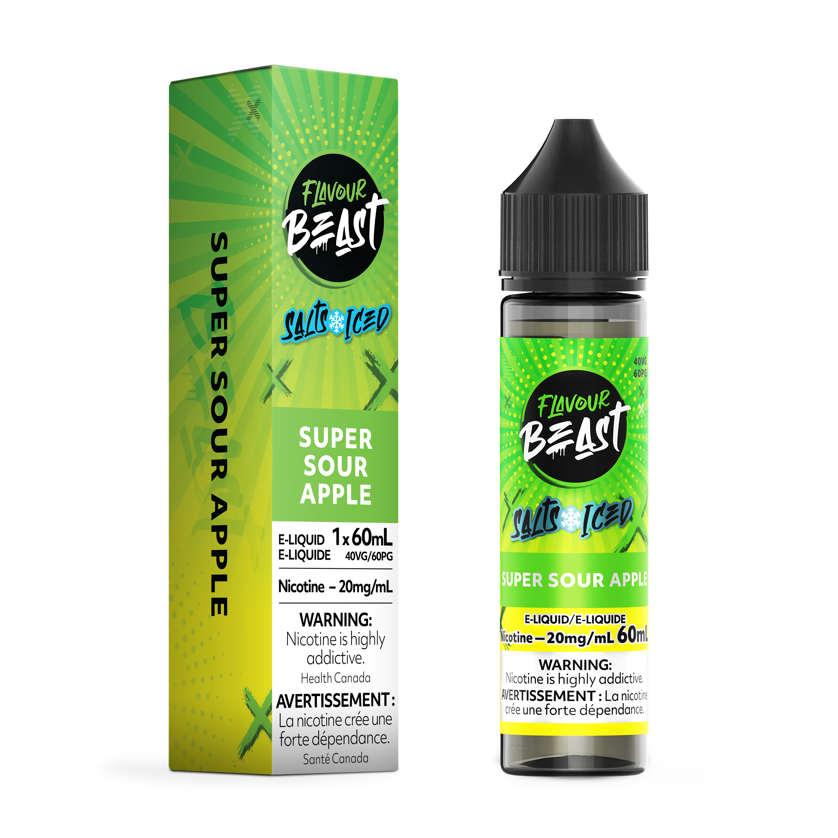 FLAVOUR BEAST SALT - SUPER SOUR APPLE ICED 60ML