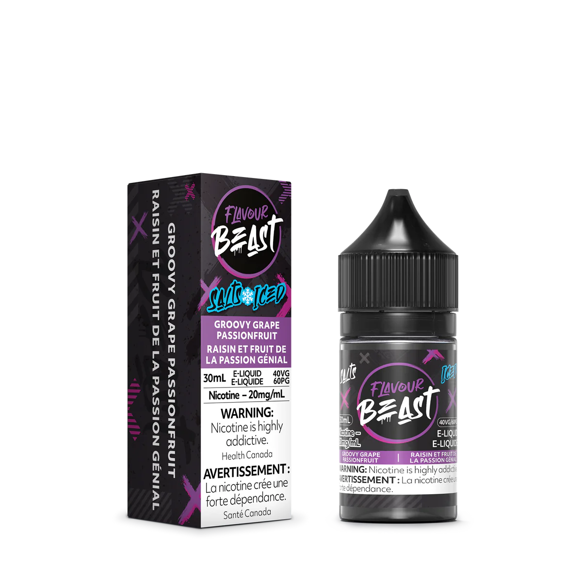 FLAVOUR BEAST SALT - GROOVY GRAPE PASSIONFRUIT ICED 30ML