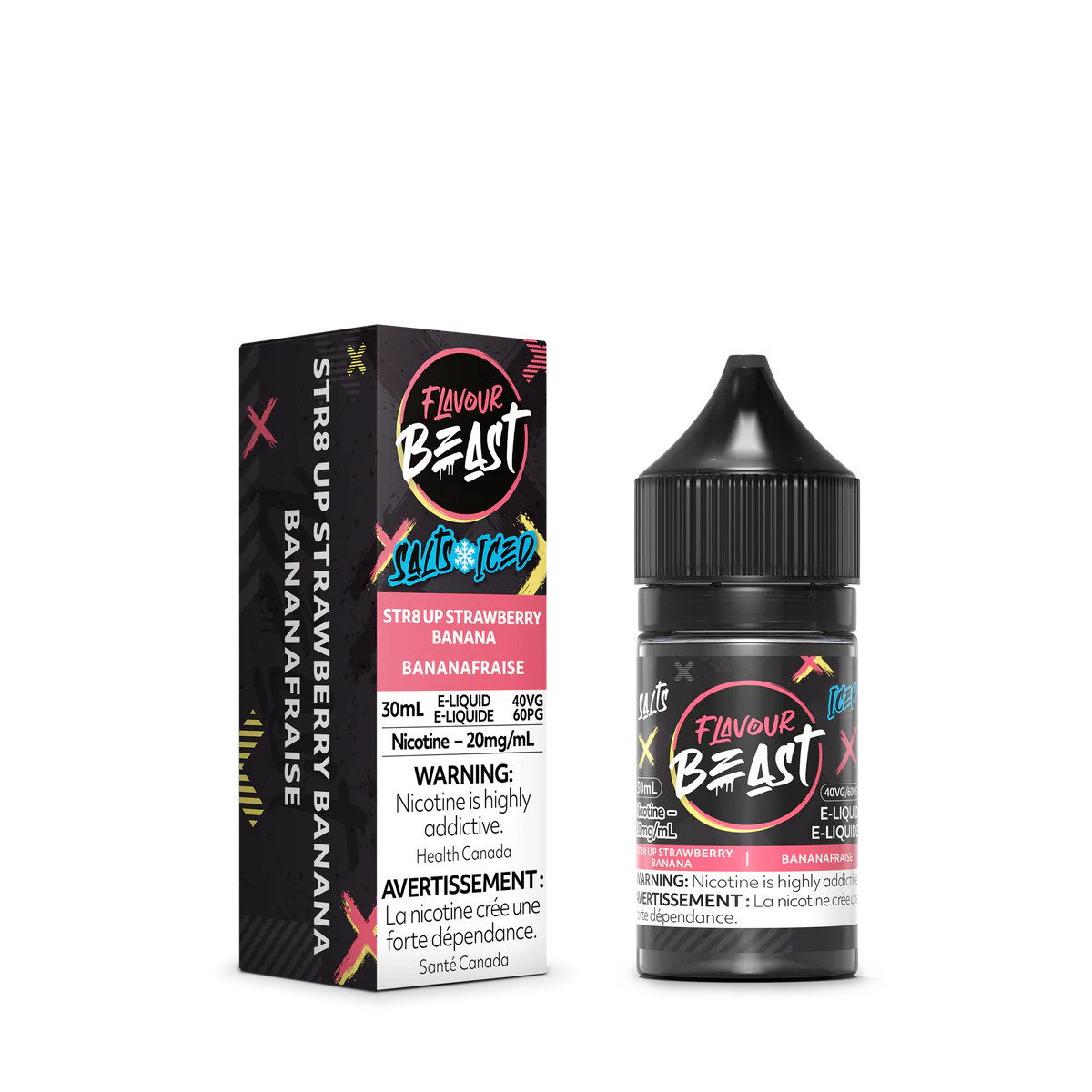 FLAVOUR BEAST SALT - STR8 UP STRAWBERRY BANANA ICED 30ML