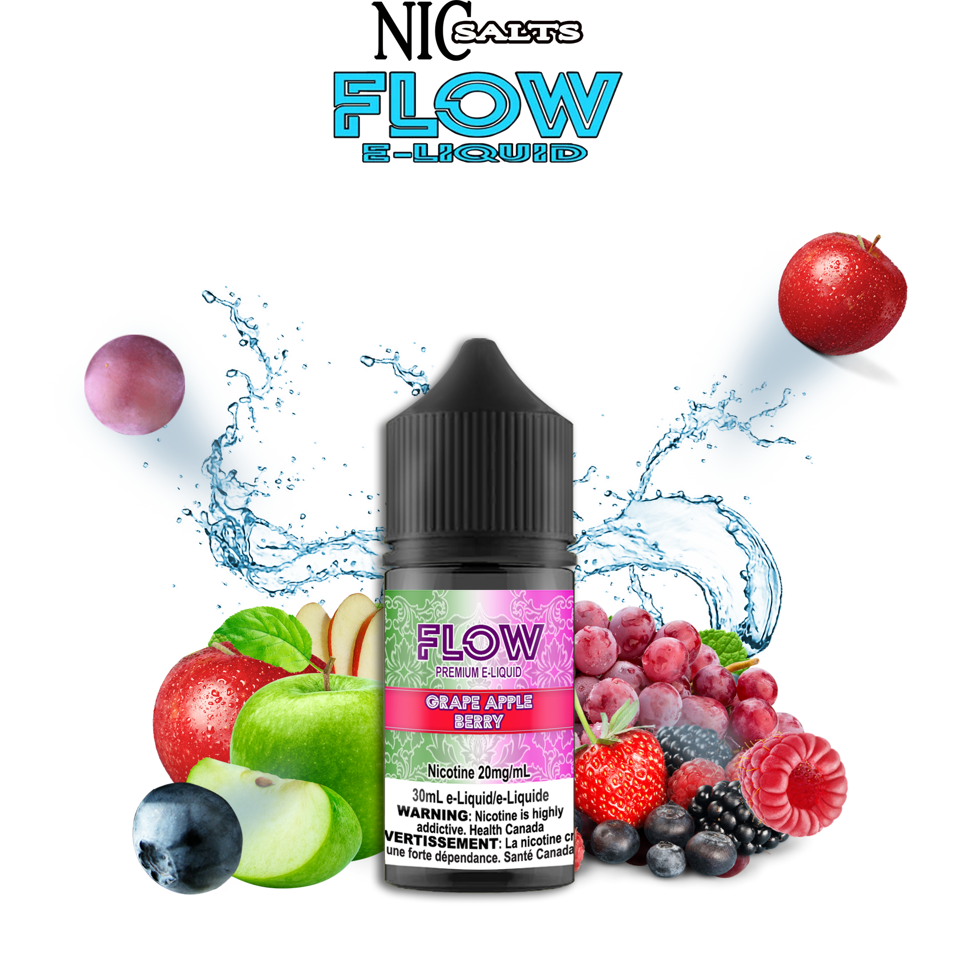 FLOW E-LIQUID SALT - GRAPE APPLE BERRIES 30ML