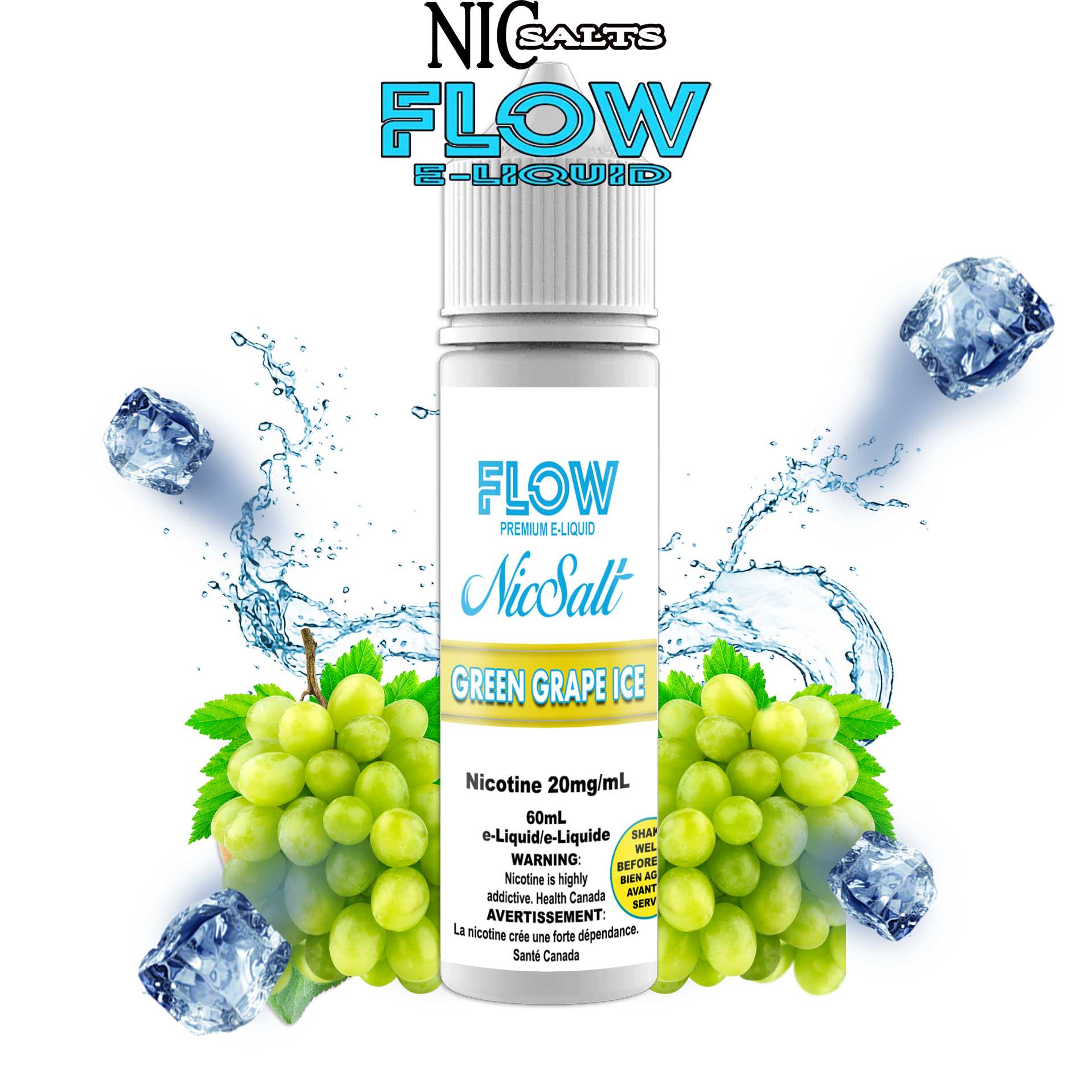 FLOW E-LIQUID SALT - GREEN GRAPE ICE 60ML