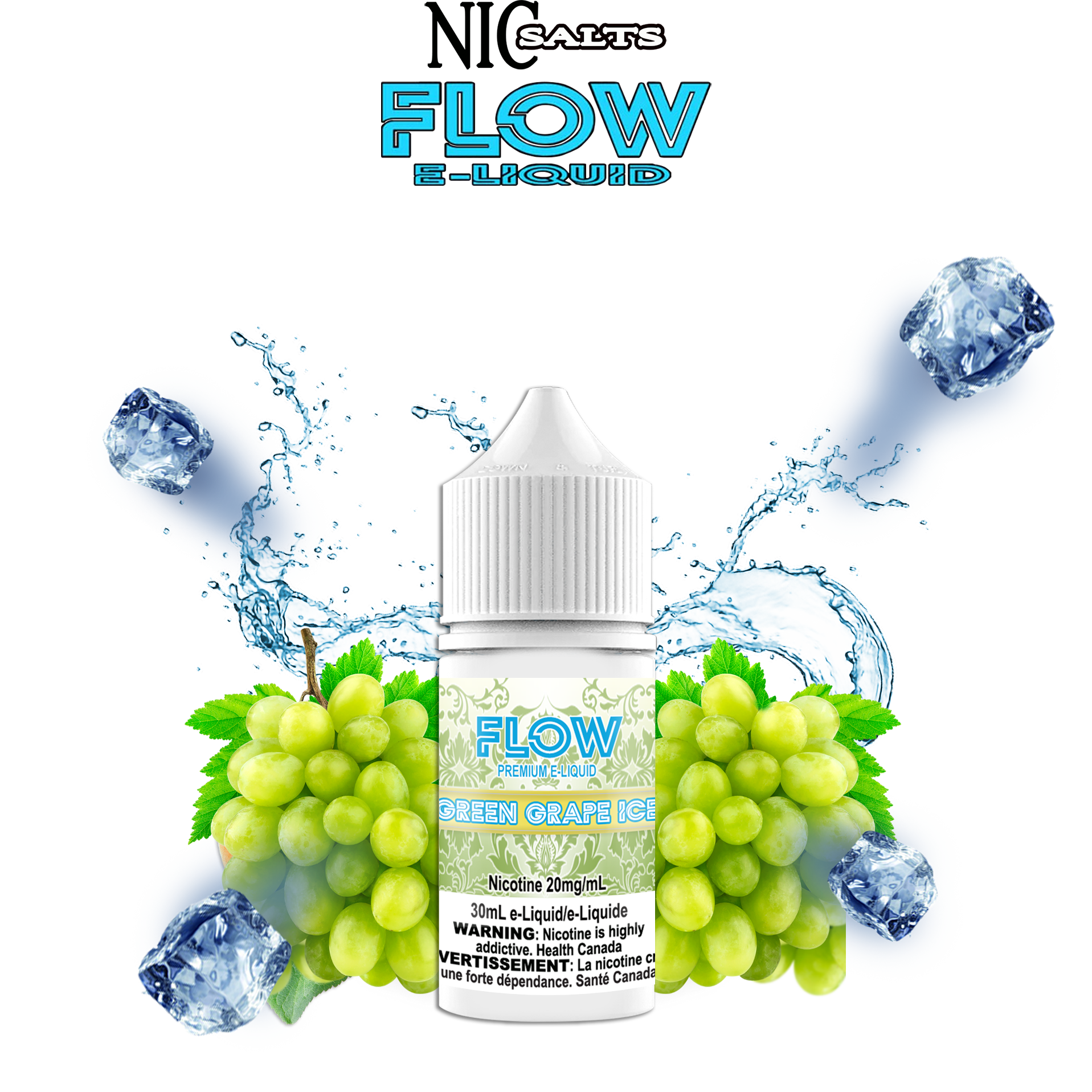 FLOW E-LIQUID SALT - GREEN GRAPE ICE 30ML