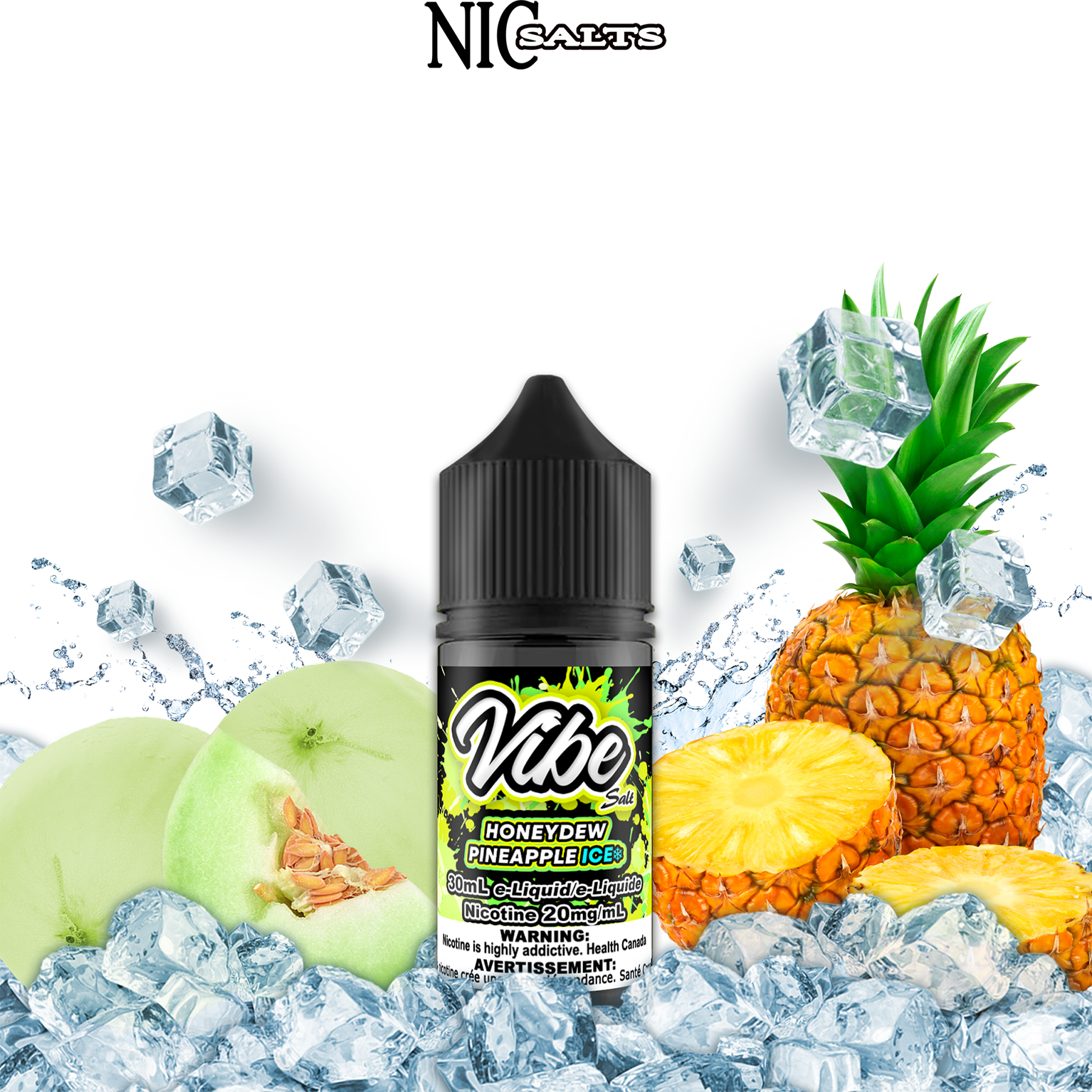 CUSTOM VIBE SALT - HONEYDEW PINEAPPLE ICE