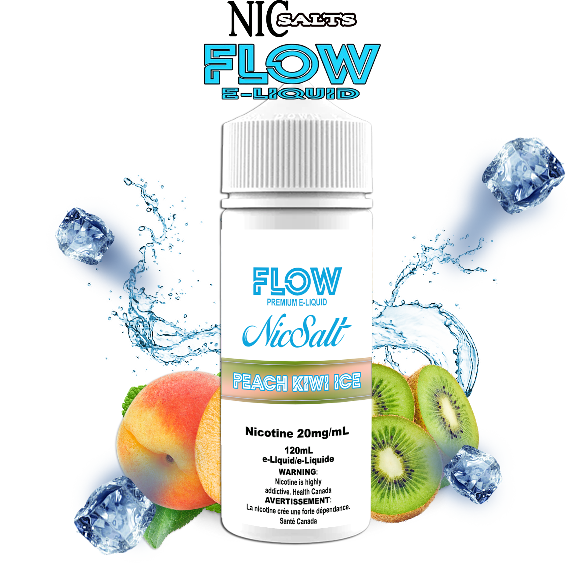 CUSTOM FLOW E-LIQUID SALT - PEACH KIWI ICE