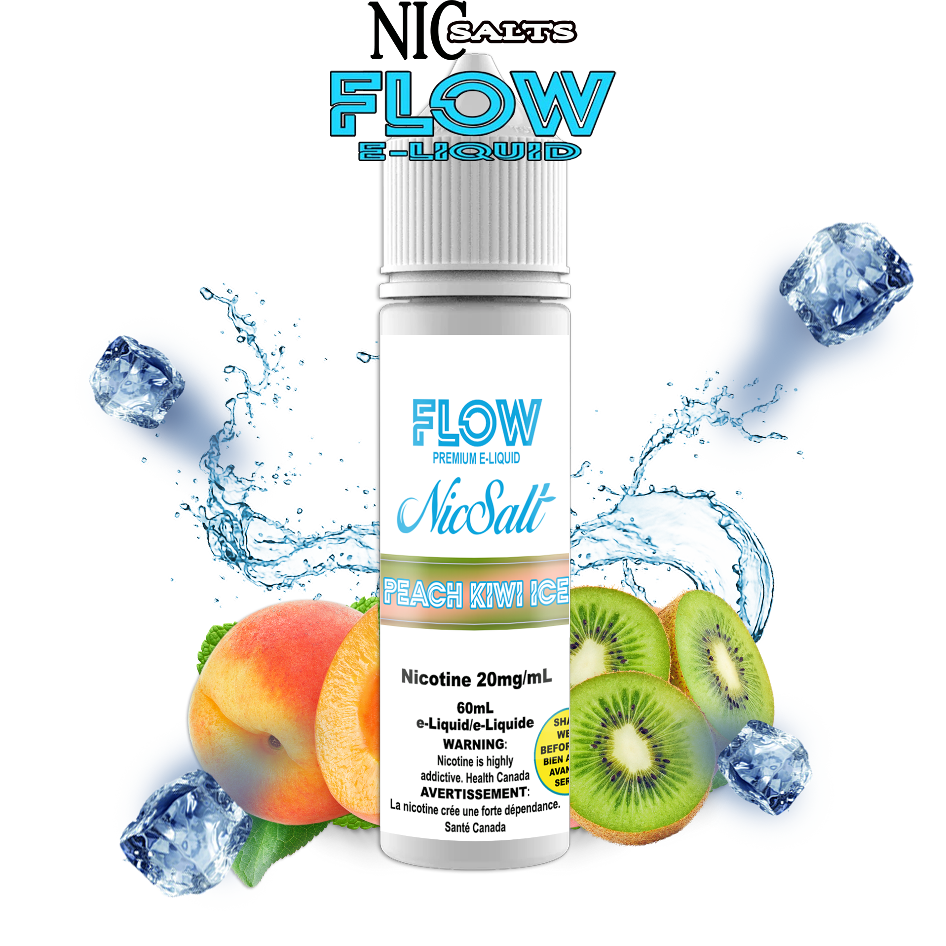 CUSTOM FLOW E-LIQUID SALT - PEACH KIWI ICE