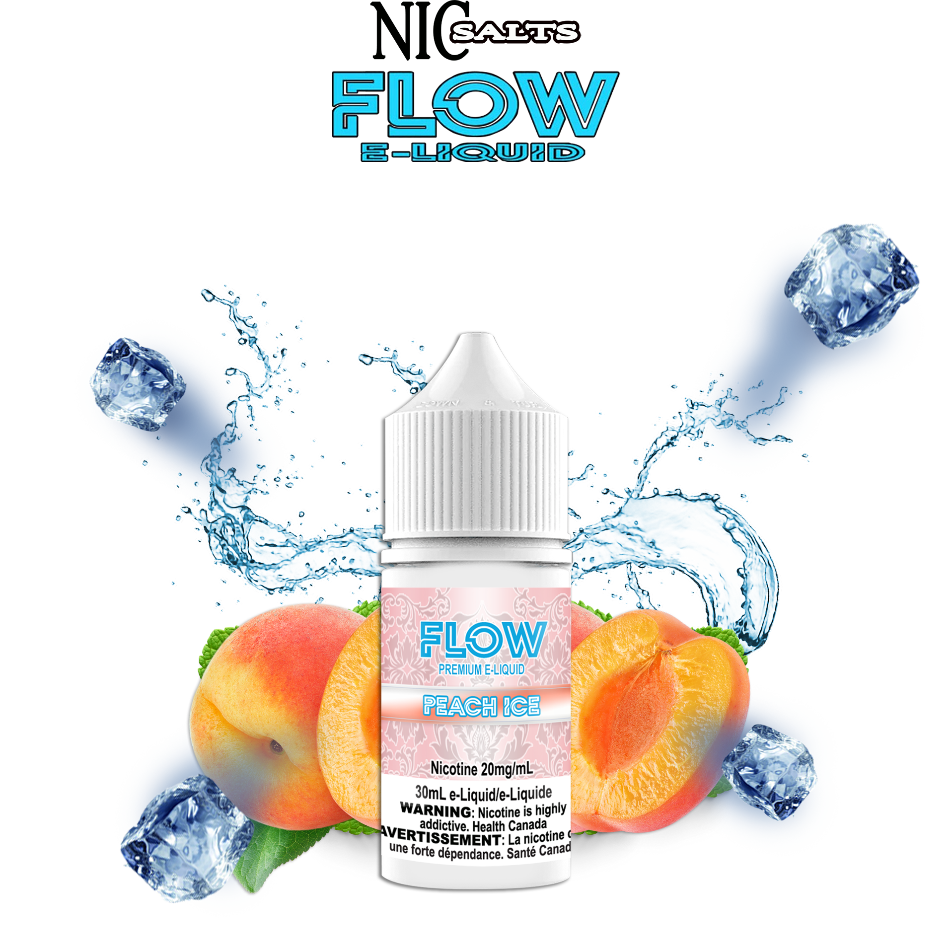 FLOW E-LIQUID SALT - PEACH ICE 30ML