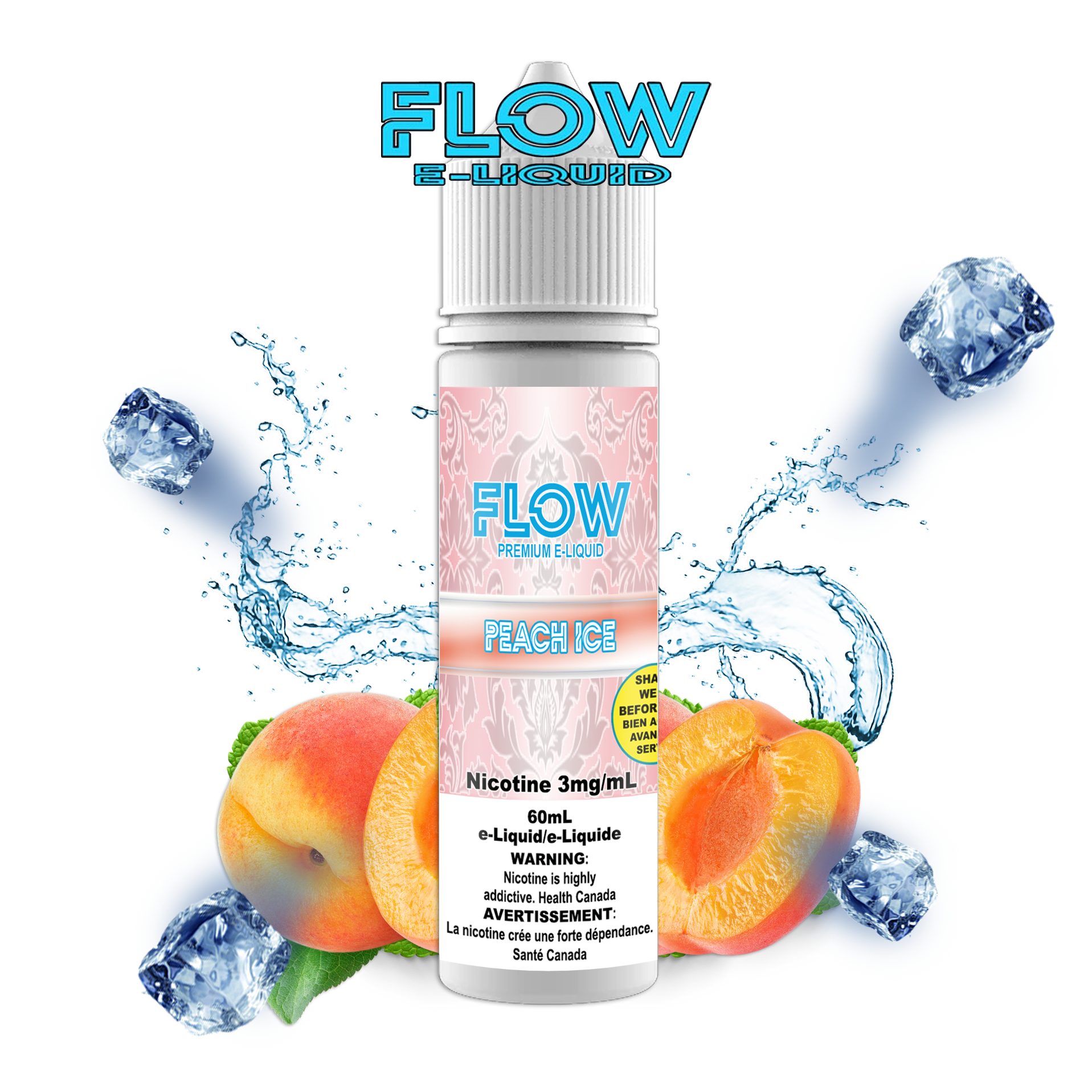 FLOW E-LIQUID SALT - PEACH ICE 60ML