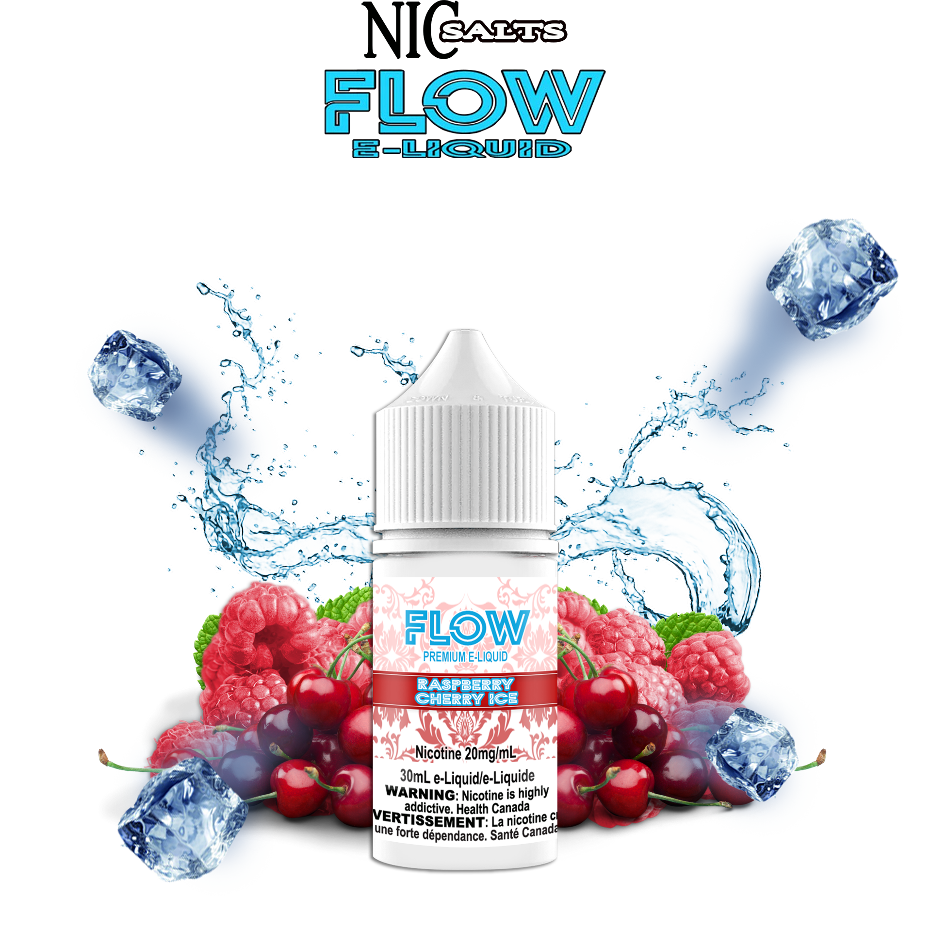 FLOW E-LIQUID SALT - RASPBERRY CHERRY ICE 30ML