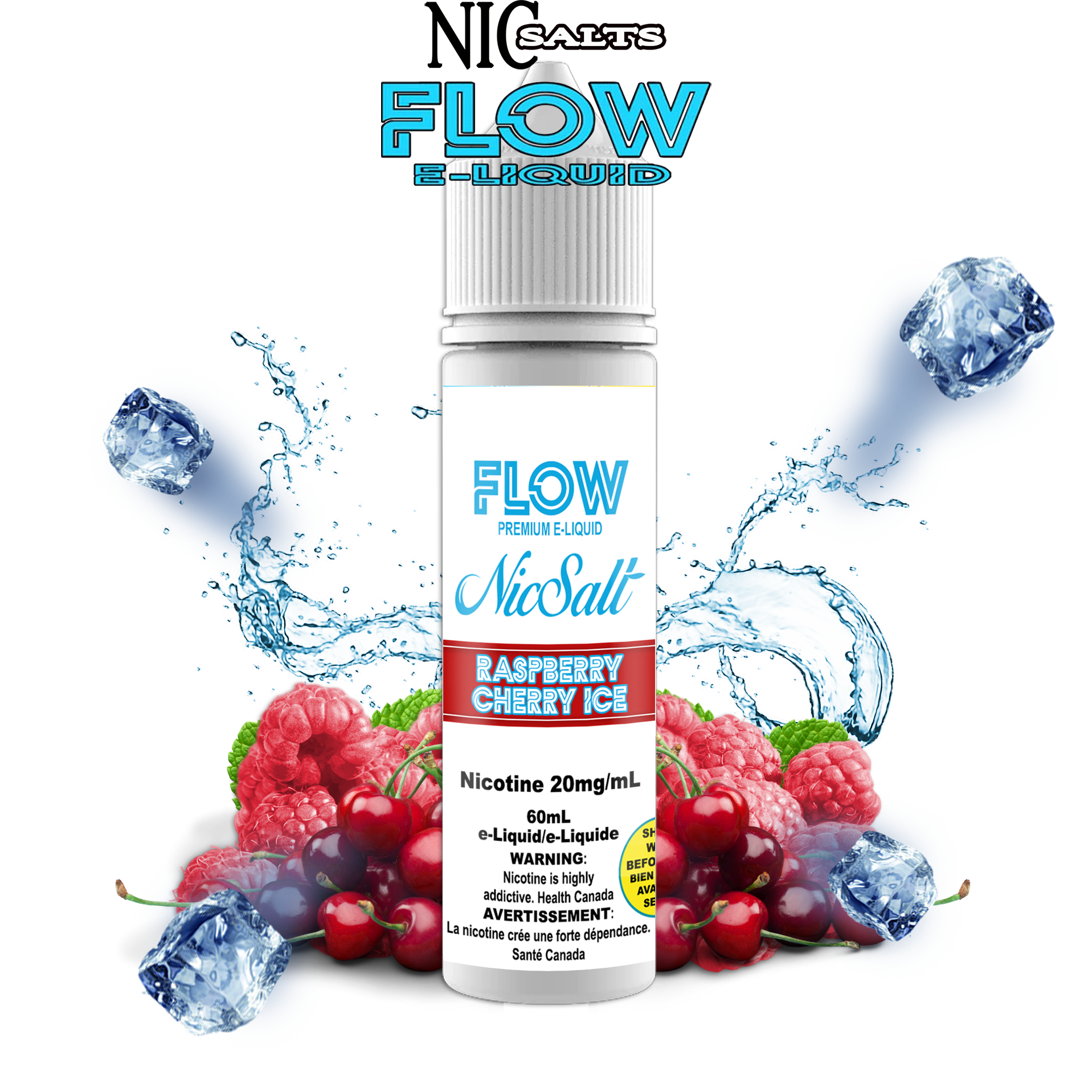 FLOW E-LIQUID SALT - RASPBERRY CHERRY ICE 60ML
