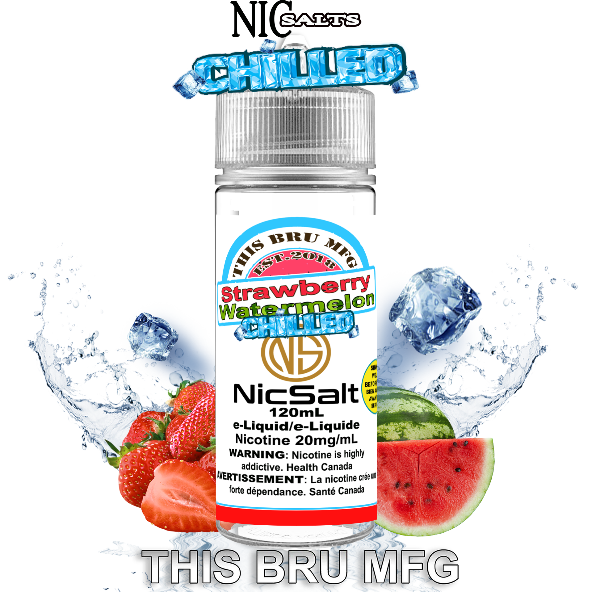 CUSTOM THIS BRU MFG SALT - STRAWBERRY WATERMELON CHILLED