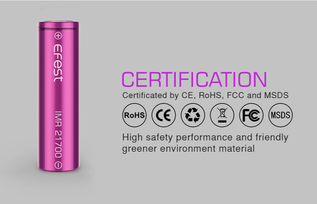 EFEST IMR 21700 3700MAH 35A FLAT TOP BATTERY