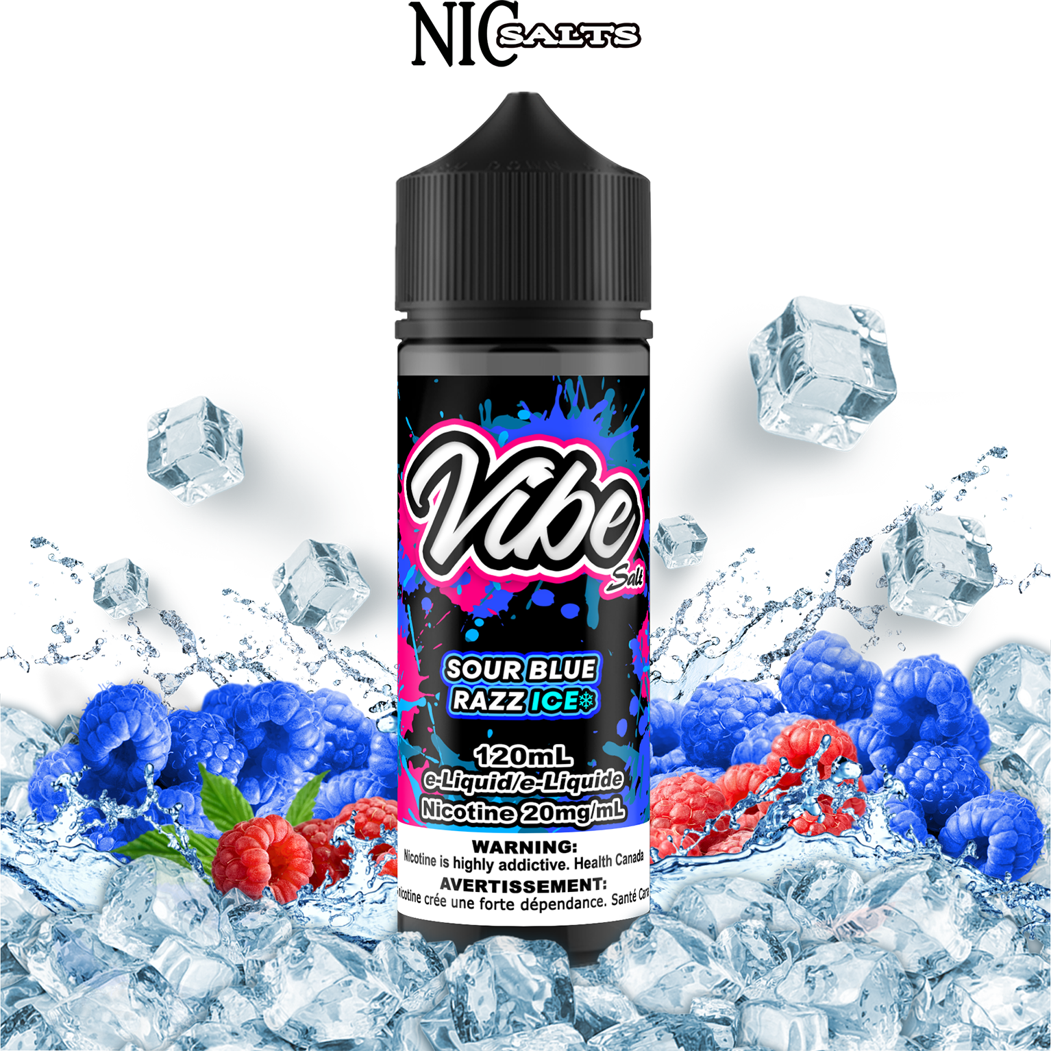 CUSTOM VIBE SALT - SOUR BLUE RAZZ ICE