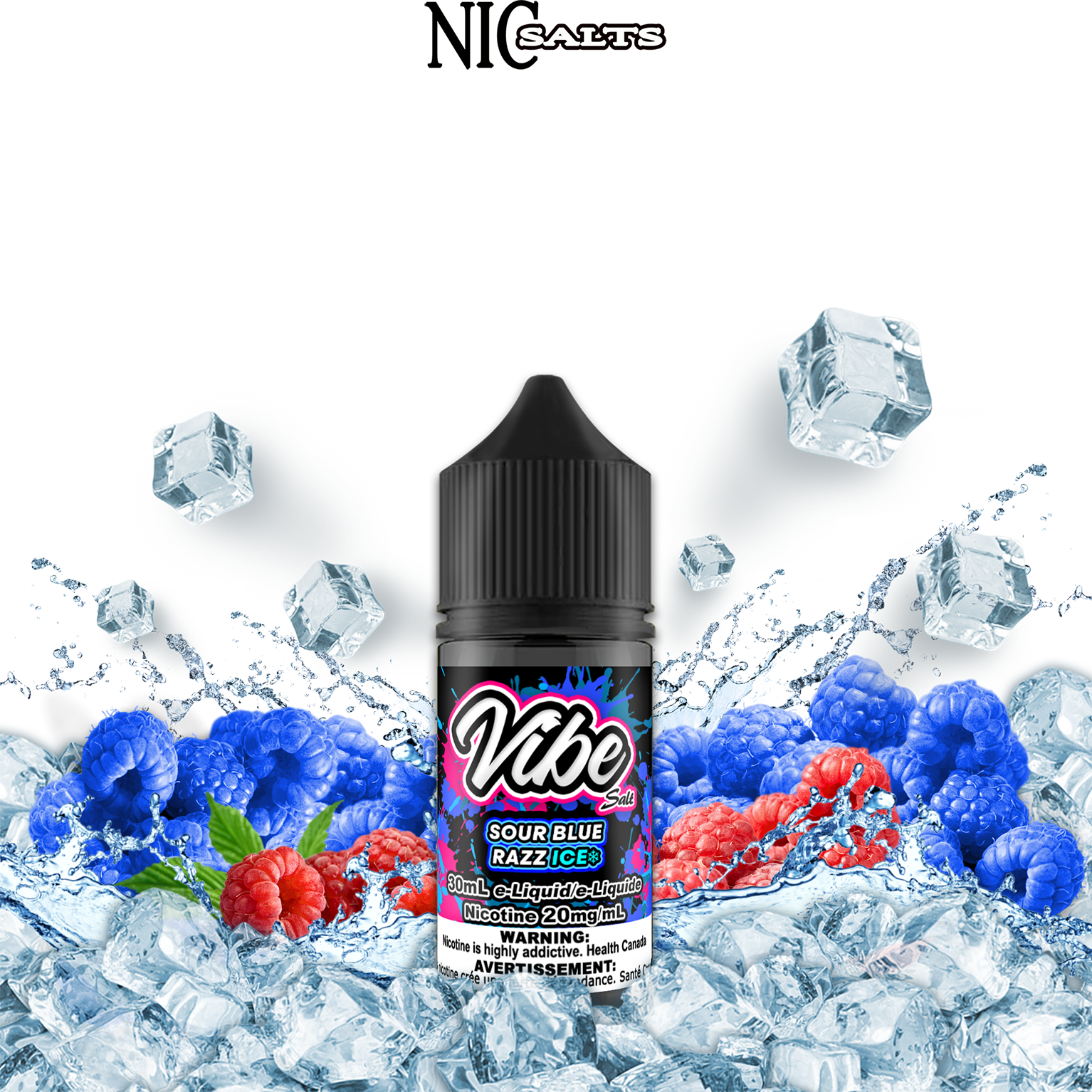 CUSTOM VIBE SALT - SOUR BLUE RAZZ ICE