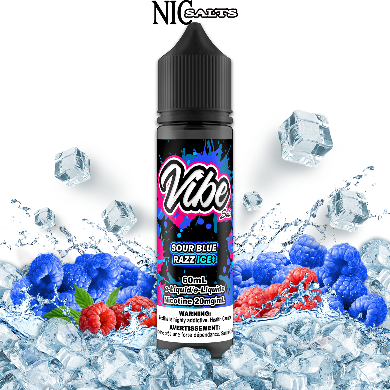 CUSTOM VIBE SALT - SOUR BLUE RAZZ ICE