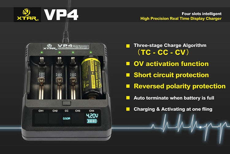 XTAR VP4 BATTERY CHARGER 4BAY