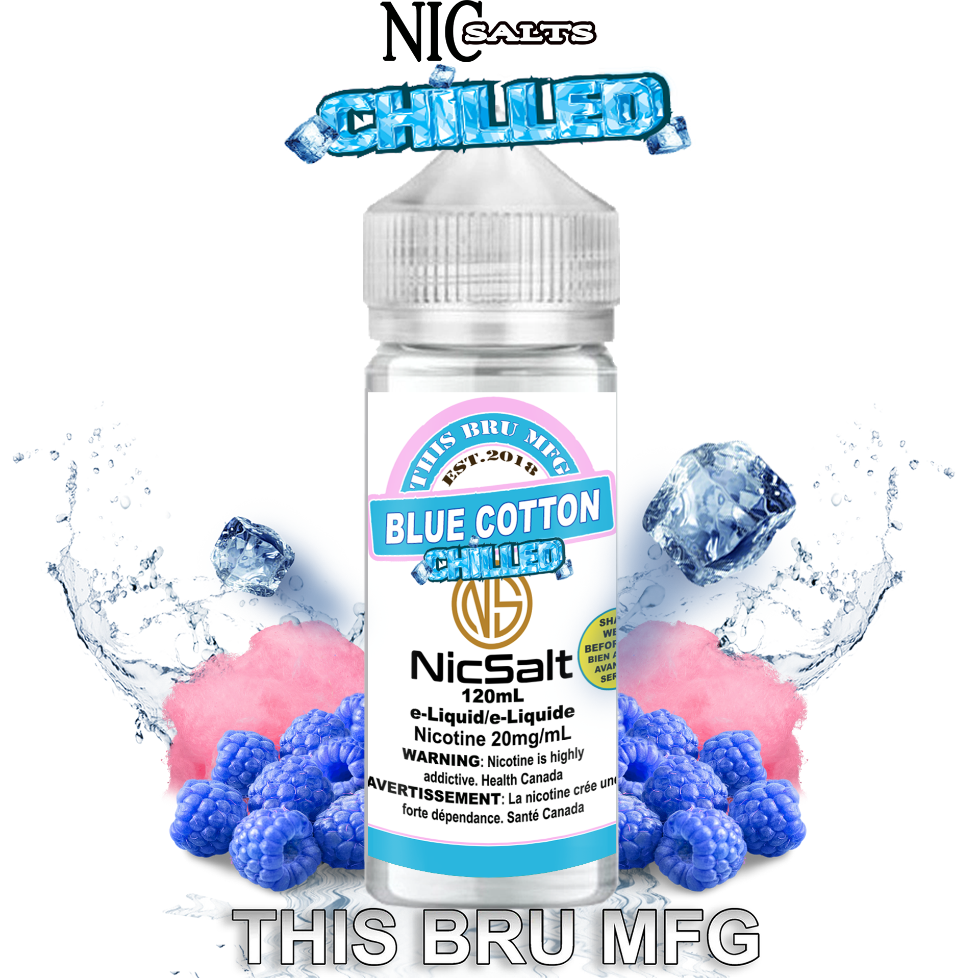 CUSTOM THIS BRU MFG SALT - BLUE COTTON CHILLED 120ML