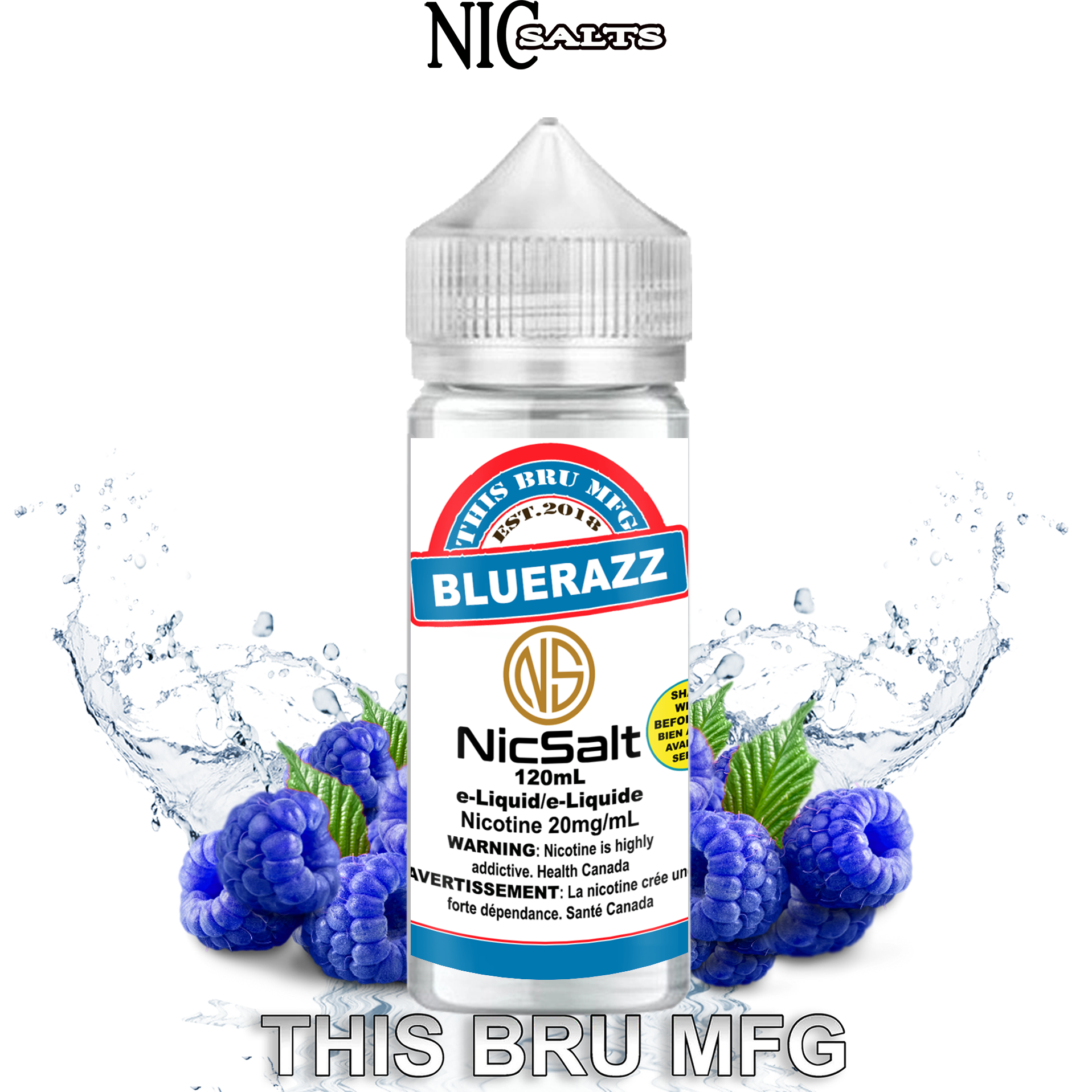 CUSTOM THIS BRU MFG SALT - BLUERAZZ 120ML