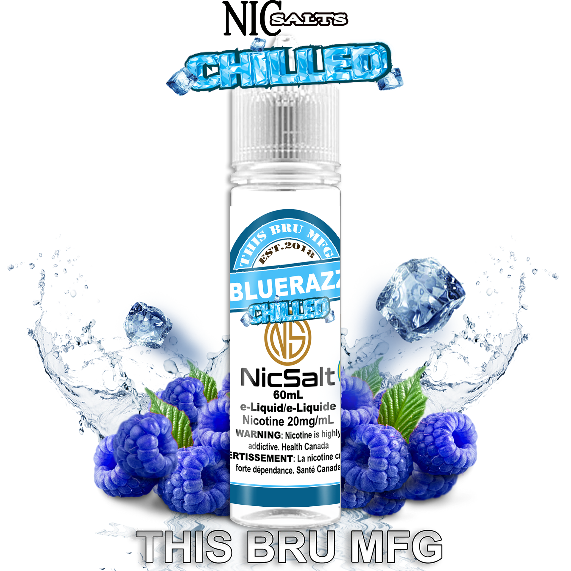 CUSTOM THIS BRU MFG SALT - BLUERAZZ CHILLED 60ML