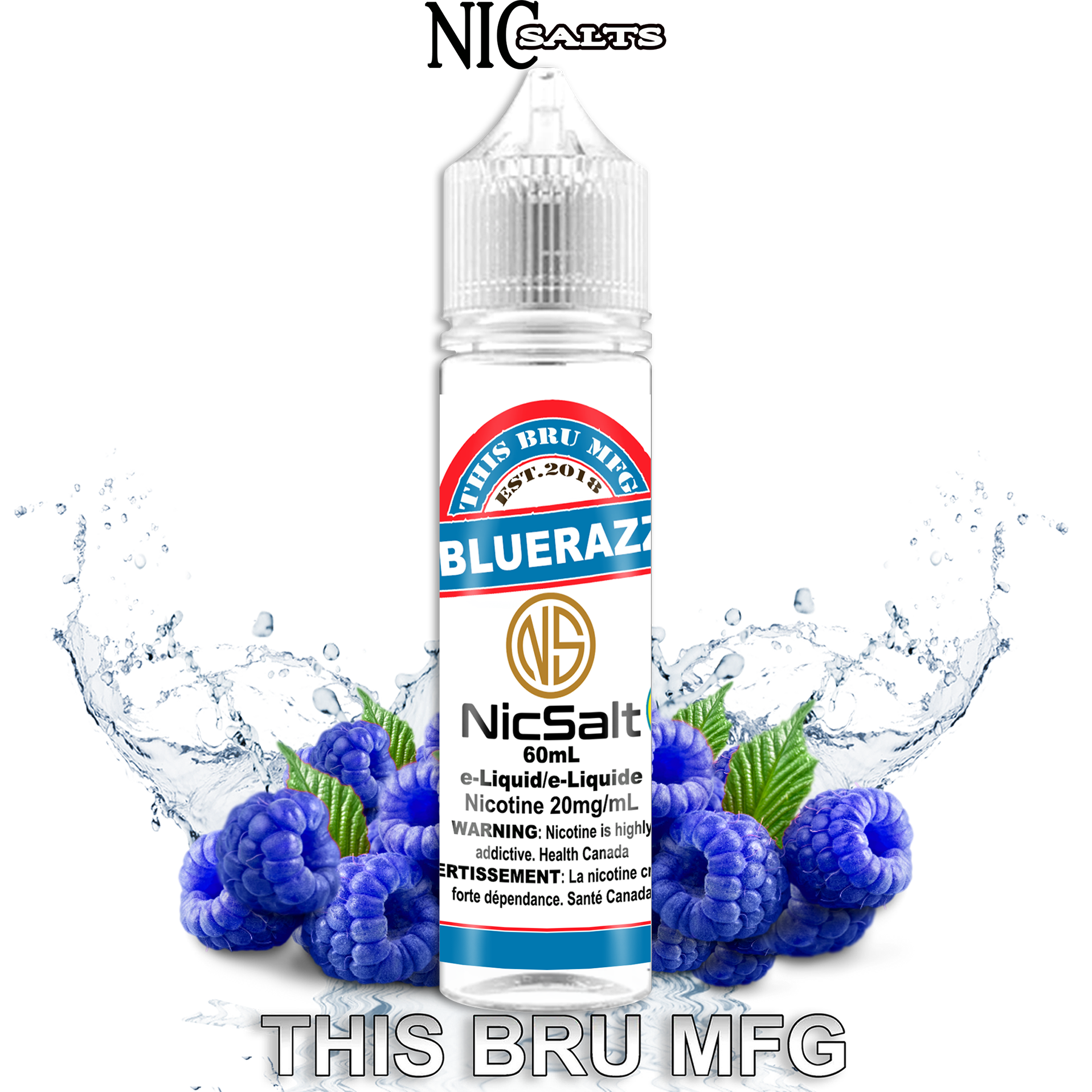 CUSTOM THIS BRU MFG SALT - BLUERAZZ 60ML