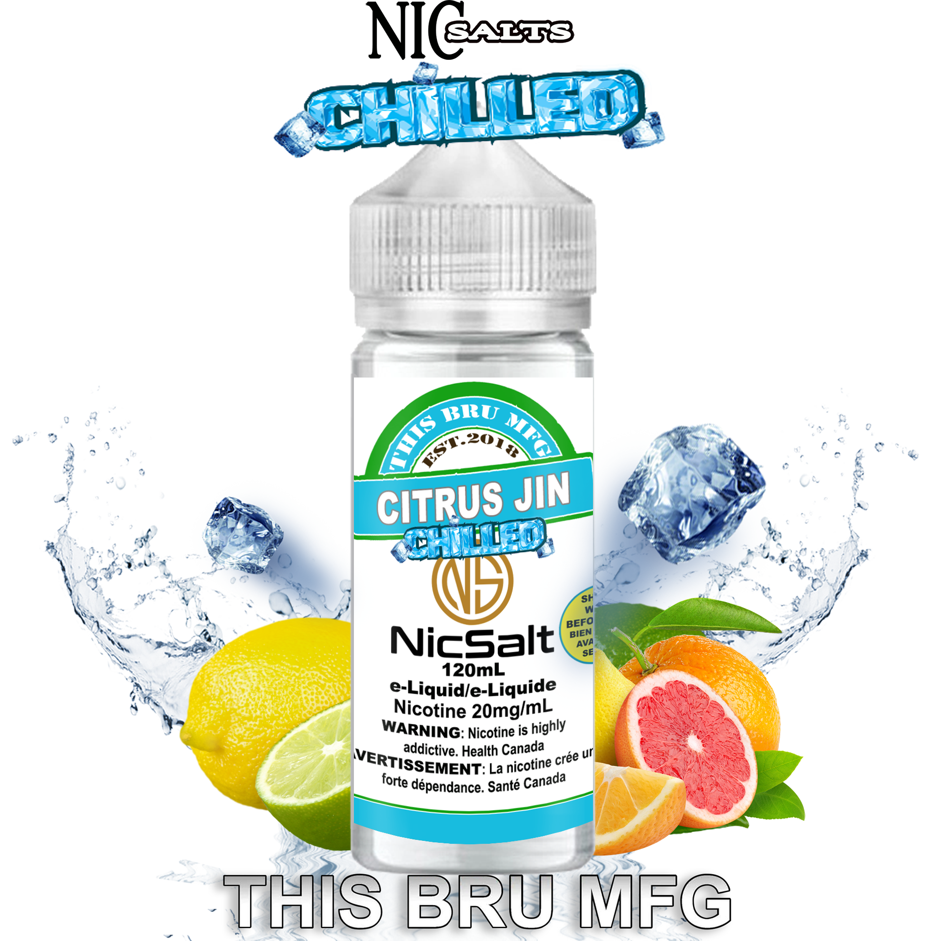 CUSTOM THIS BRU MFG SALT - CITRUS JIN CHILLED 120ML