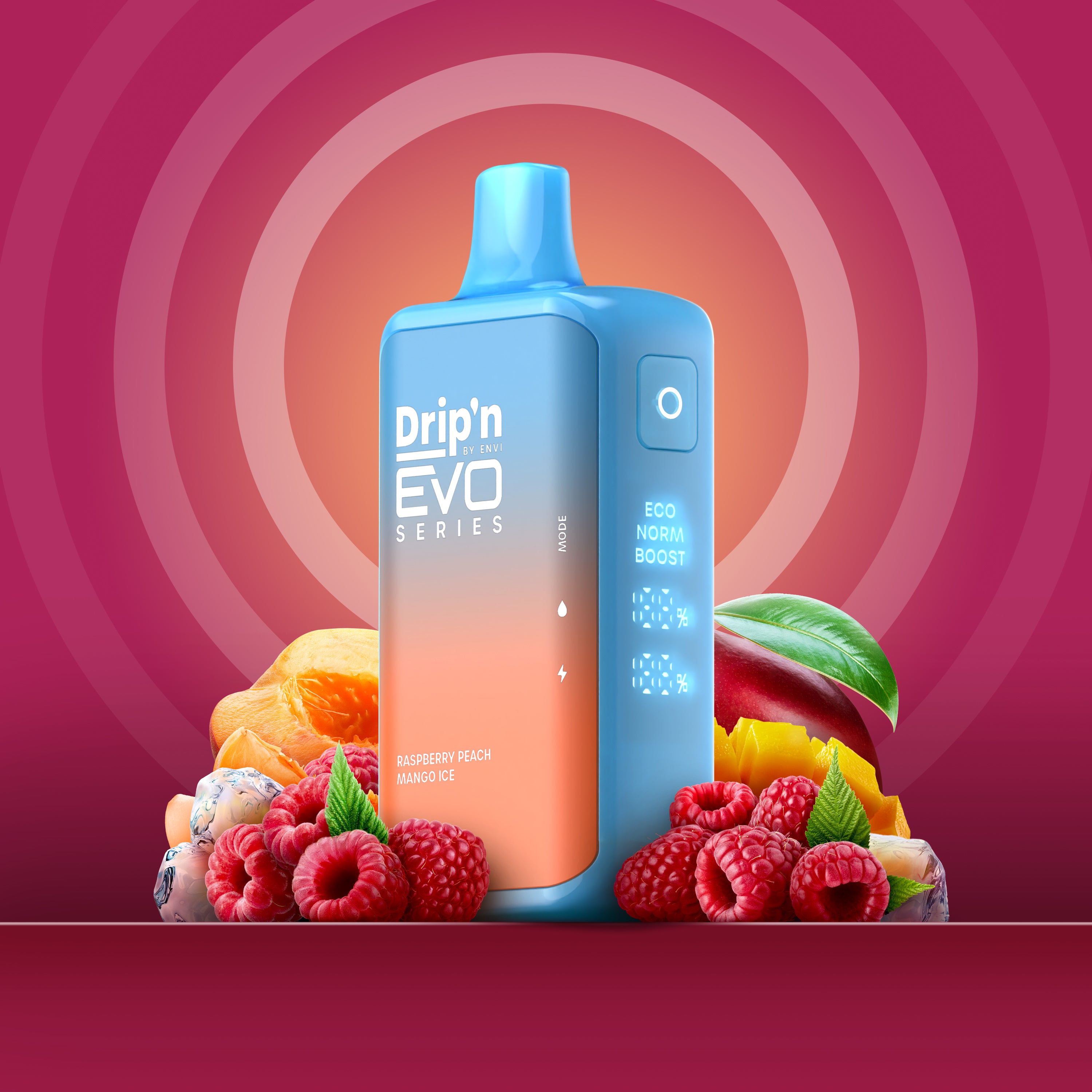 ENVI DRIP'N EVO 28K RASPBERRY PEACH MANGO ICE 20MG