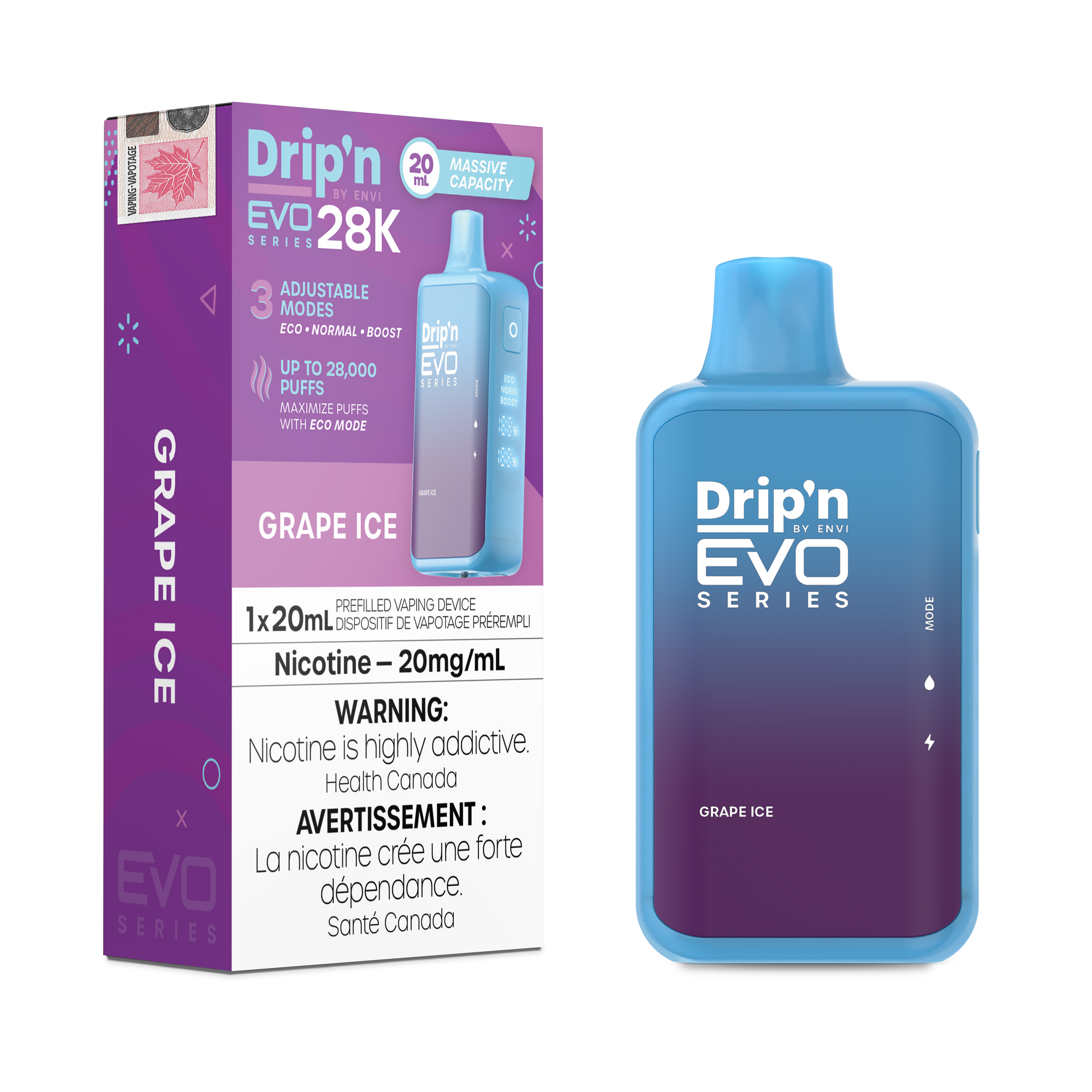 ENVI DRIP'N EVO 28K GRAPE ICE 20MG