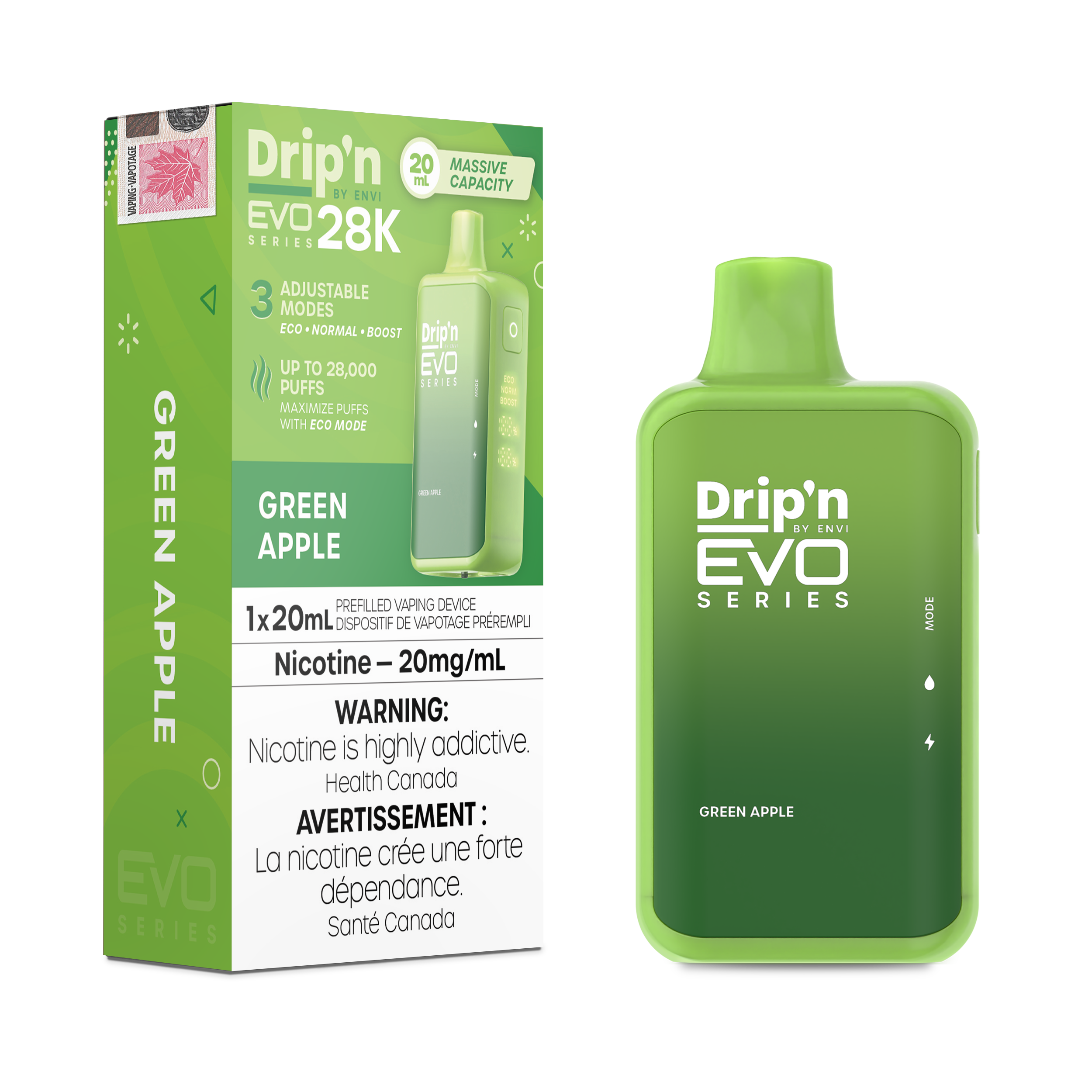 ENVI DRIP'N EVO 28K GREEN APPLE 20MG