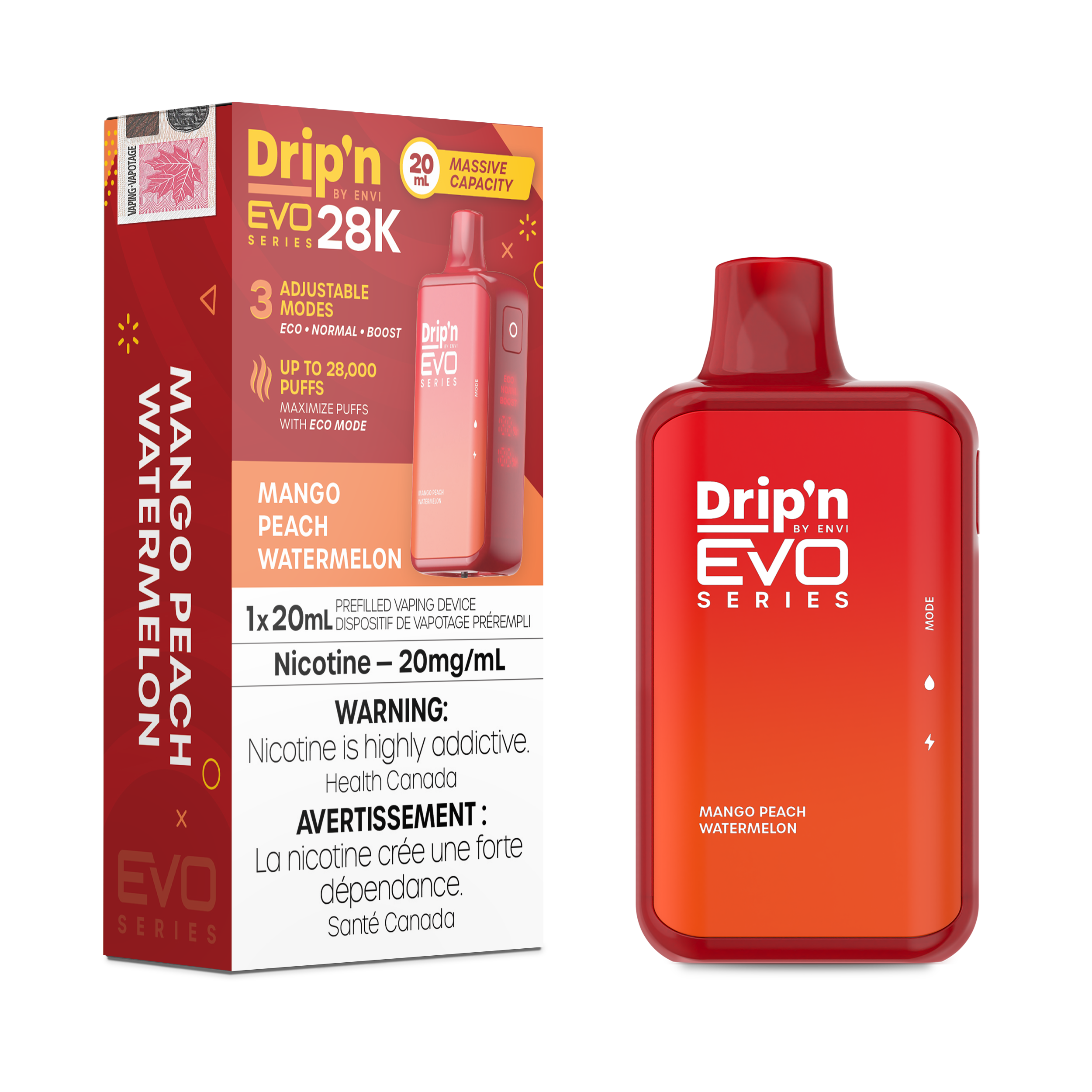 ENVI DRIP'N EVO 28K MANGO PEACH WATERMELON 20MG