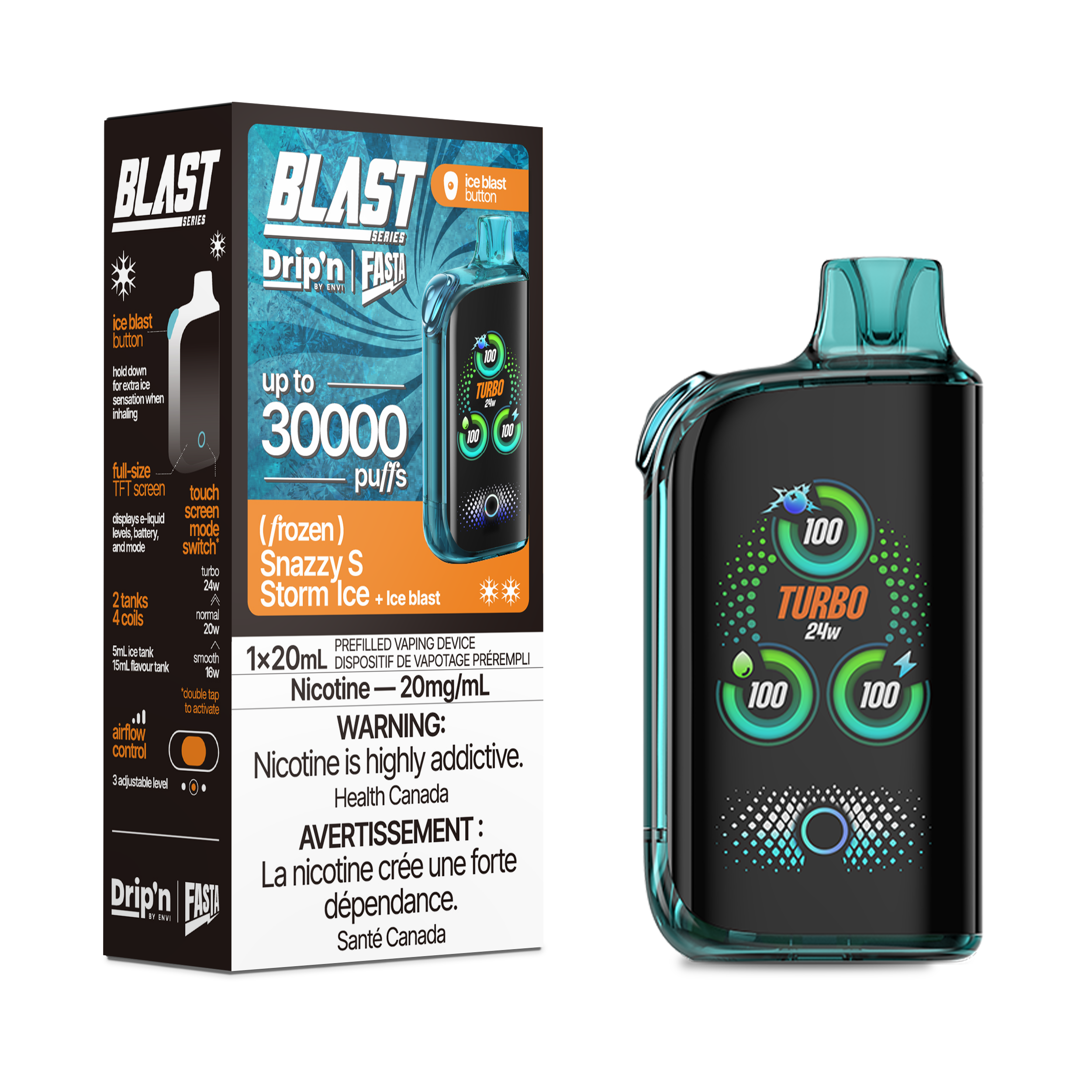 ENVI DRIP'N FASTA BLAST 30K SNAZZY S STORM ICE 20MG