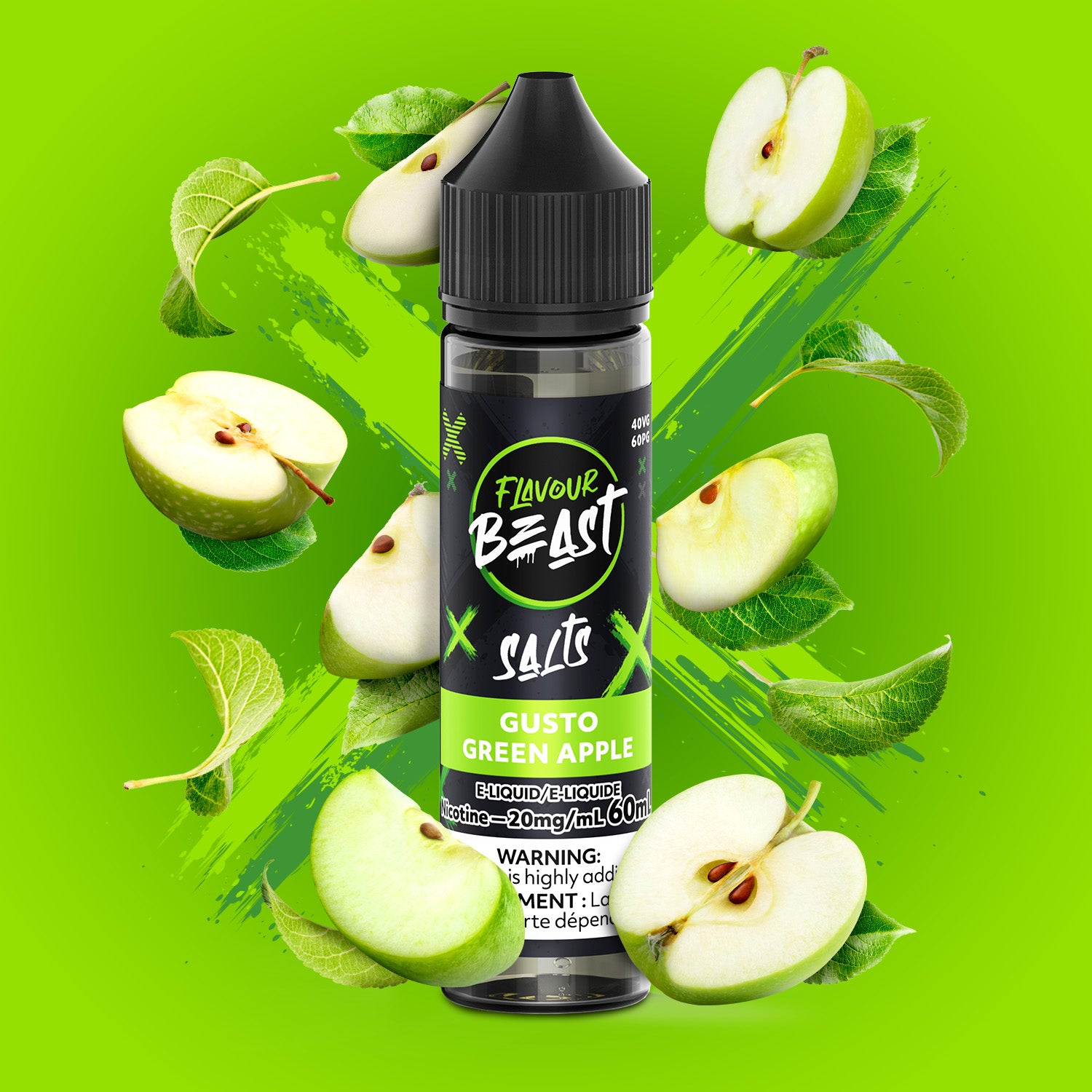 FLAVOUR BEAST SALT - GUSTO GREEN APPLE 60ML