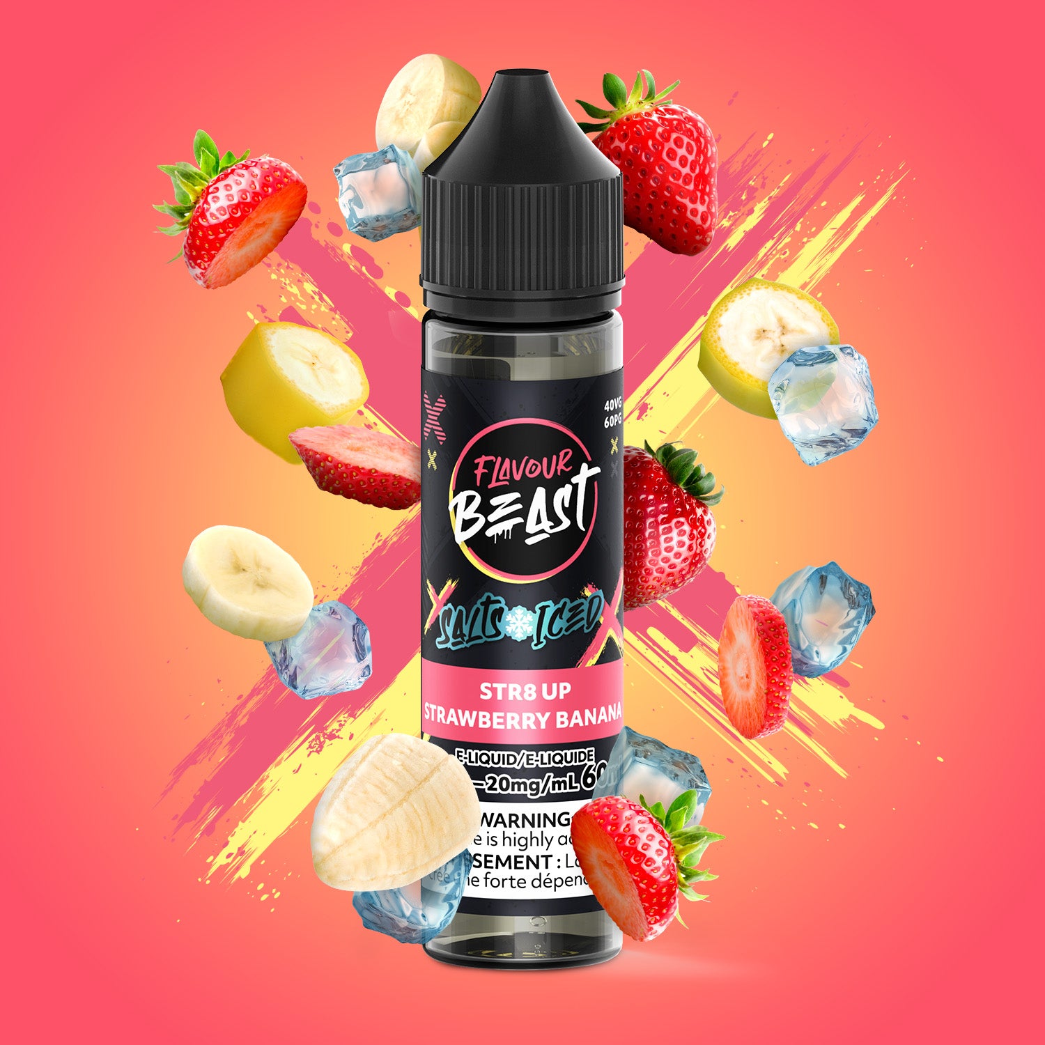 FLAVOUR BEAST SALT - STR8 UP STRAWBERRY BANANA ICED 60ML