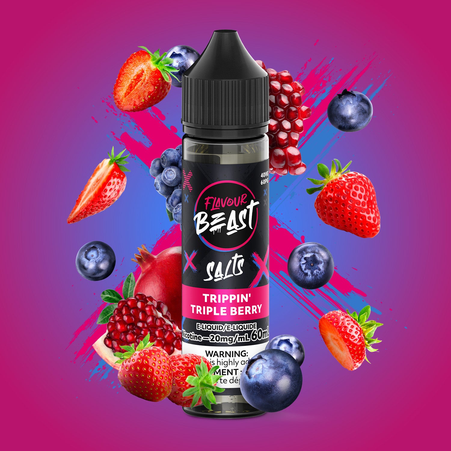 FLAVOUR BEAST SALT - TRIPPIN' TRIPLE BERRY 60ML