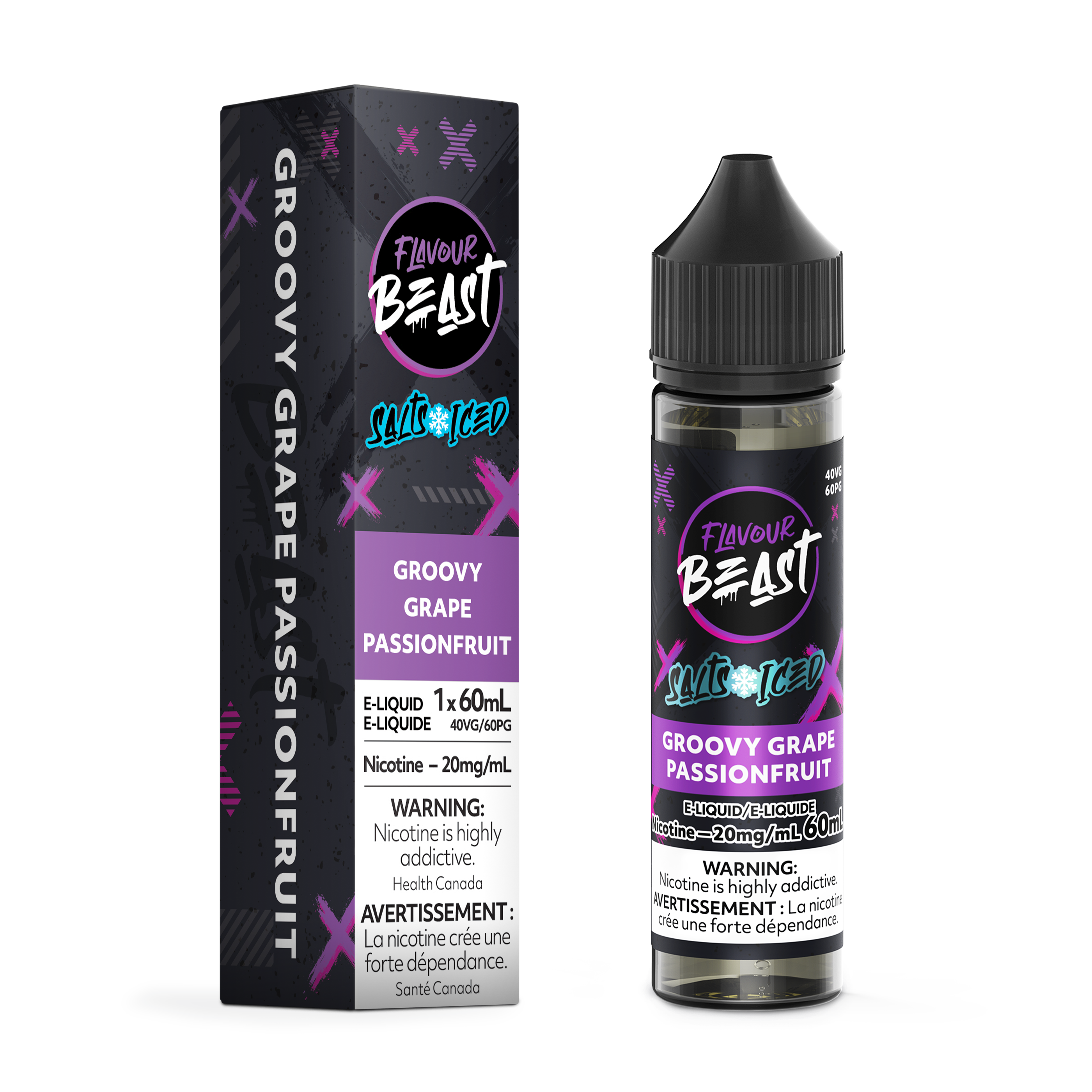 FLAVOUR BEAST SALT - GROOVY GRAPE PASSIONFRUIT ICED 60ML