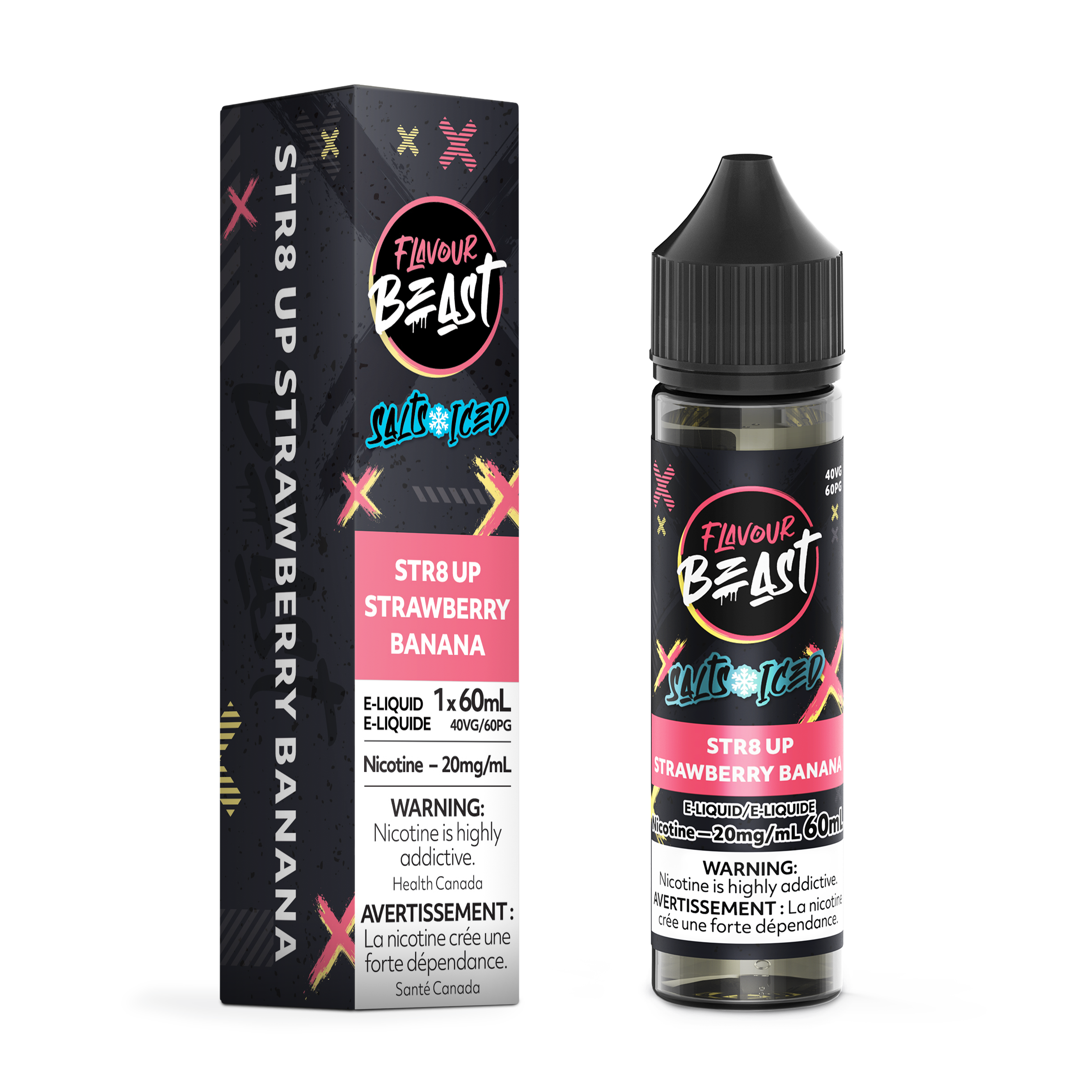 FLAVOUR BEAST SALT - STR8 UP STRAWBERRY BANANA ICED 60ML