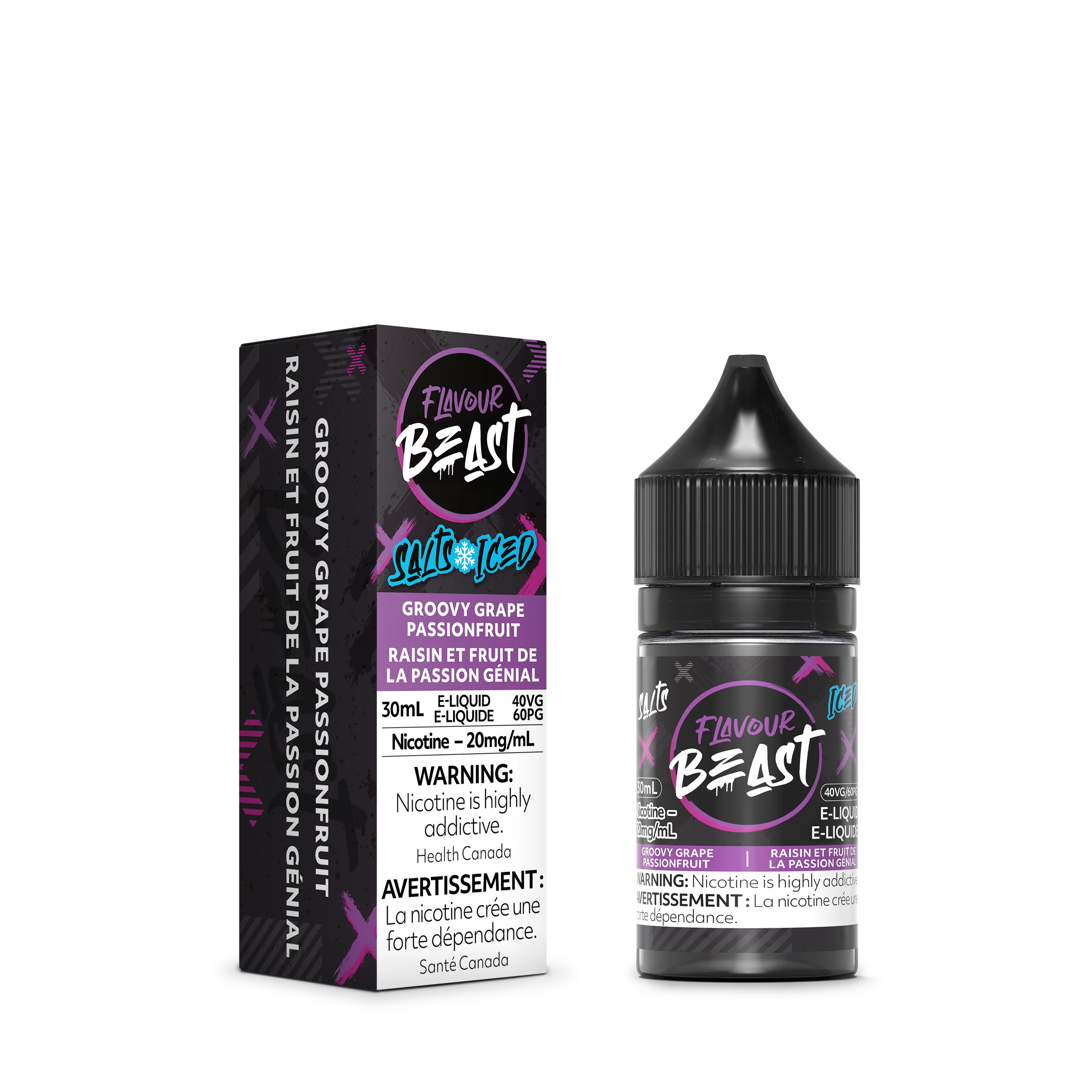 FLAVOUR BEAST SALT - GROOVY GRAPE PASSIONFRUIT ICED 30ML