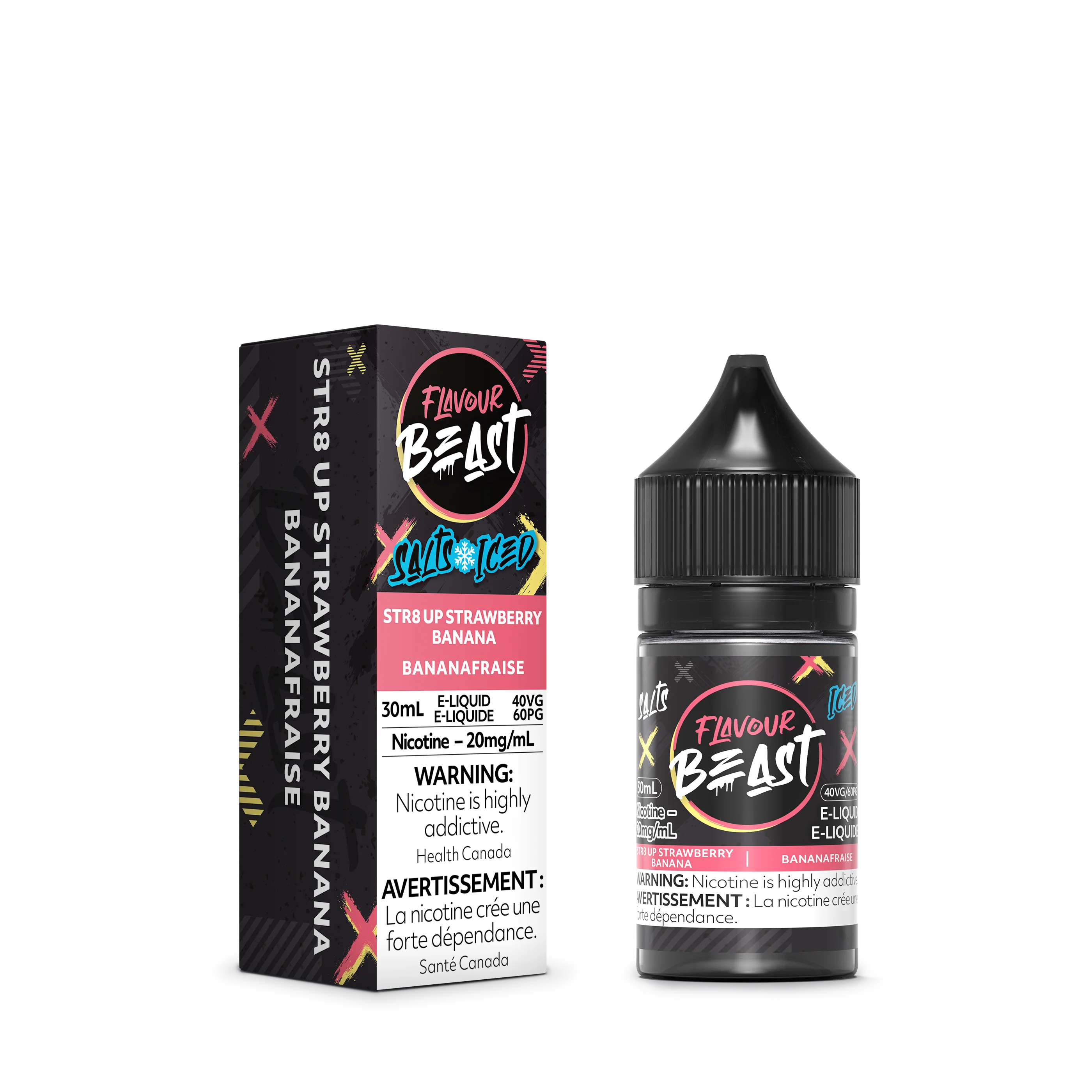 FLAVOUR BEAST SALT - STR8 UP STRAWBERRY BANANA ICED 30ML