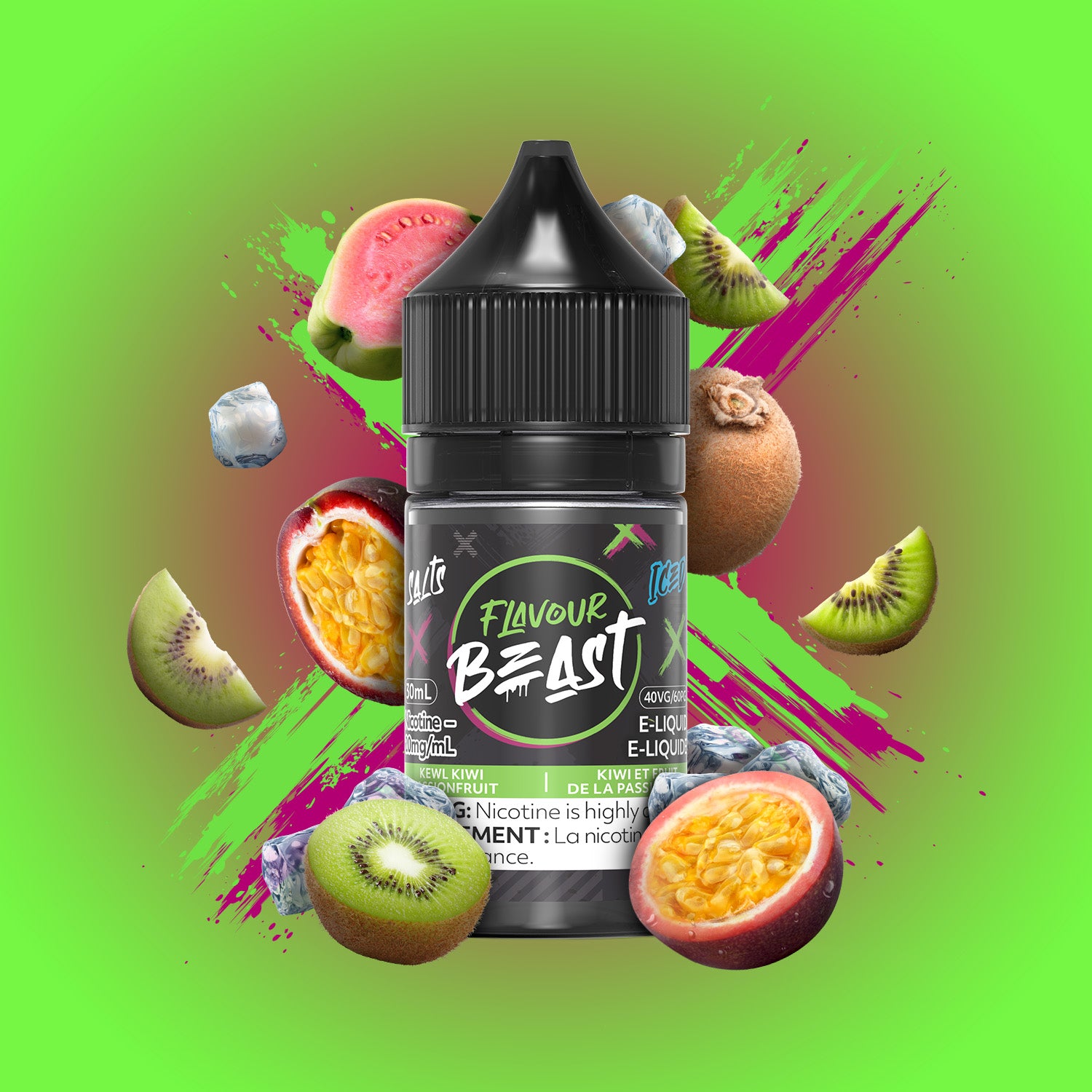 FLAVOUR BEAST SALT - KEWL KIWI PASSIONFRUIT ICED 30ML