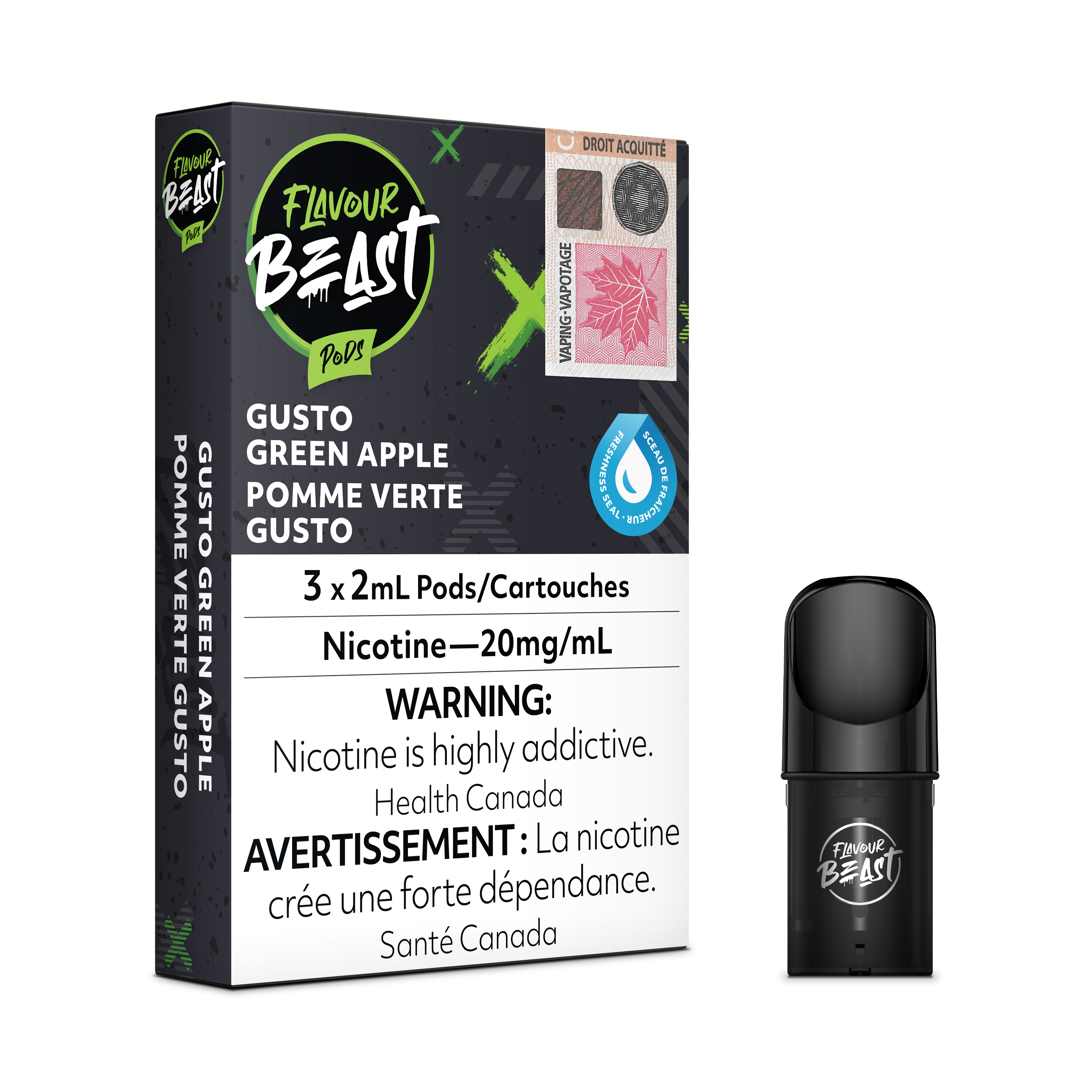 FLAVOUR BEAST S-POD 3P GREEN APPLE 20MG